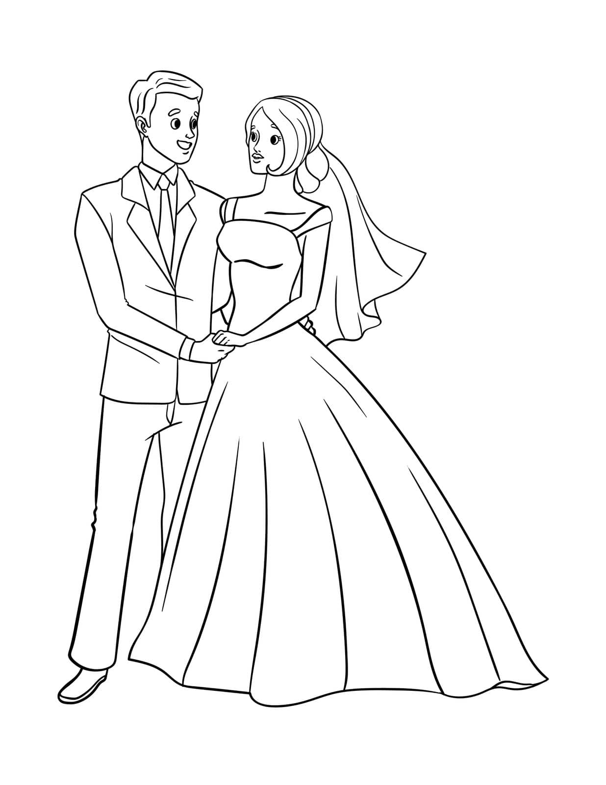 Wedding Groom And Bride Isolated Coloring Page by abbydesign