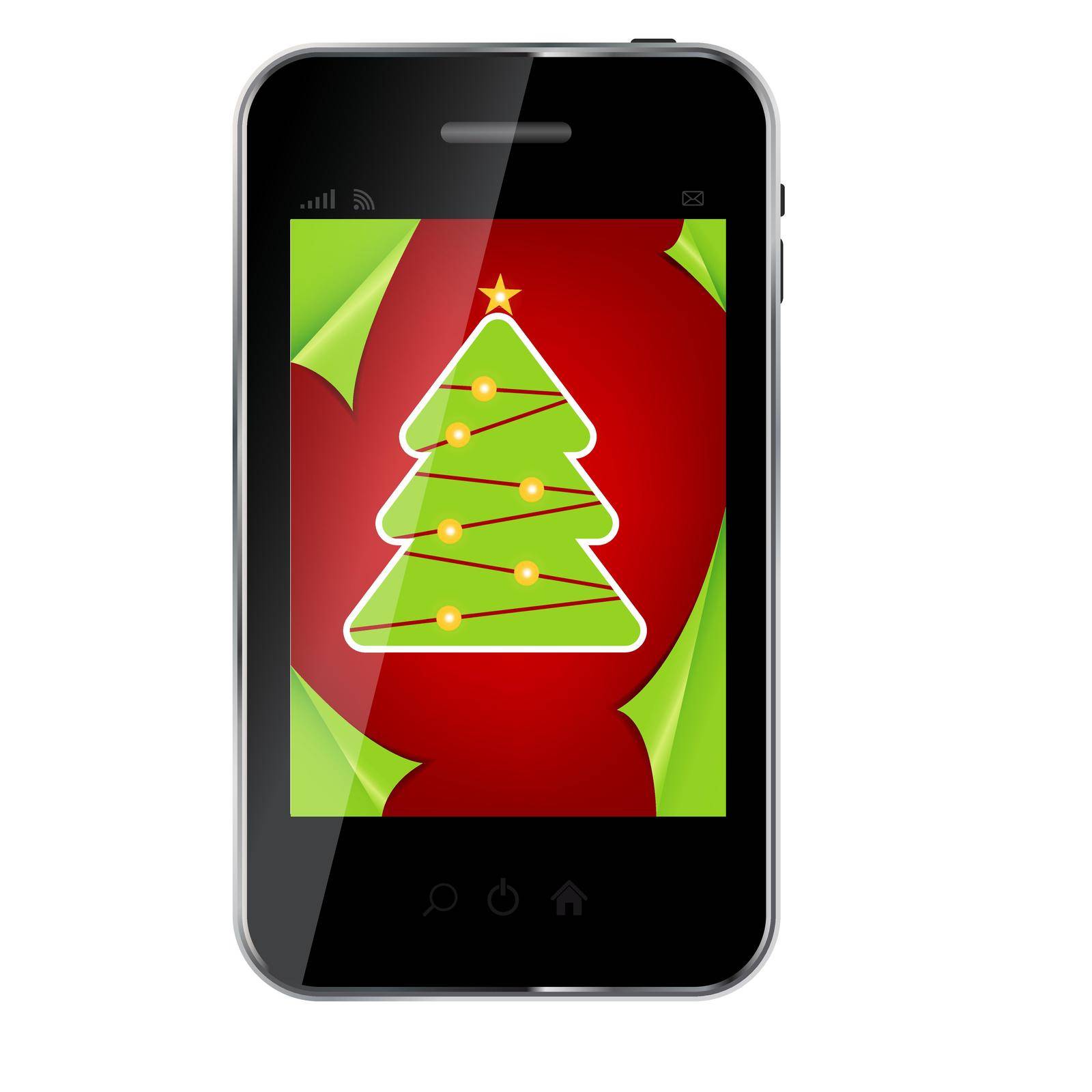 Abstract design mobile phone with Christmas background. vector illustration by yganko