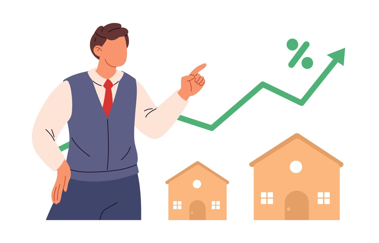 Property search concept. People find rent house or building for dwelling. Choose between building for living. Flat vector illustration by vikalost