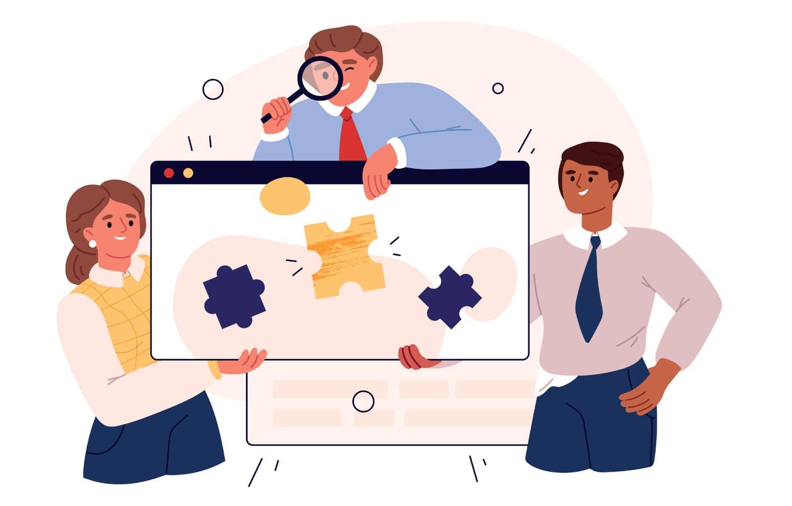 Project teamwork collaboration. Business concepts of marketing research. UI design concept. Flat vector illustration