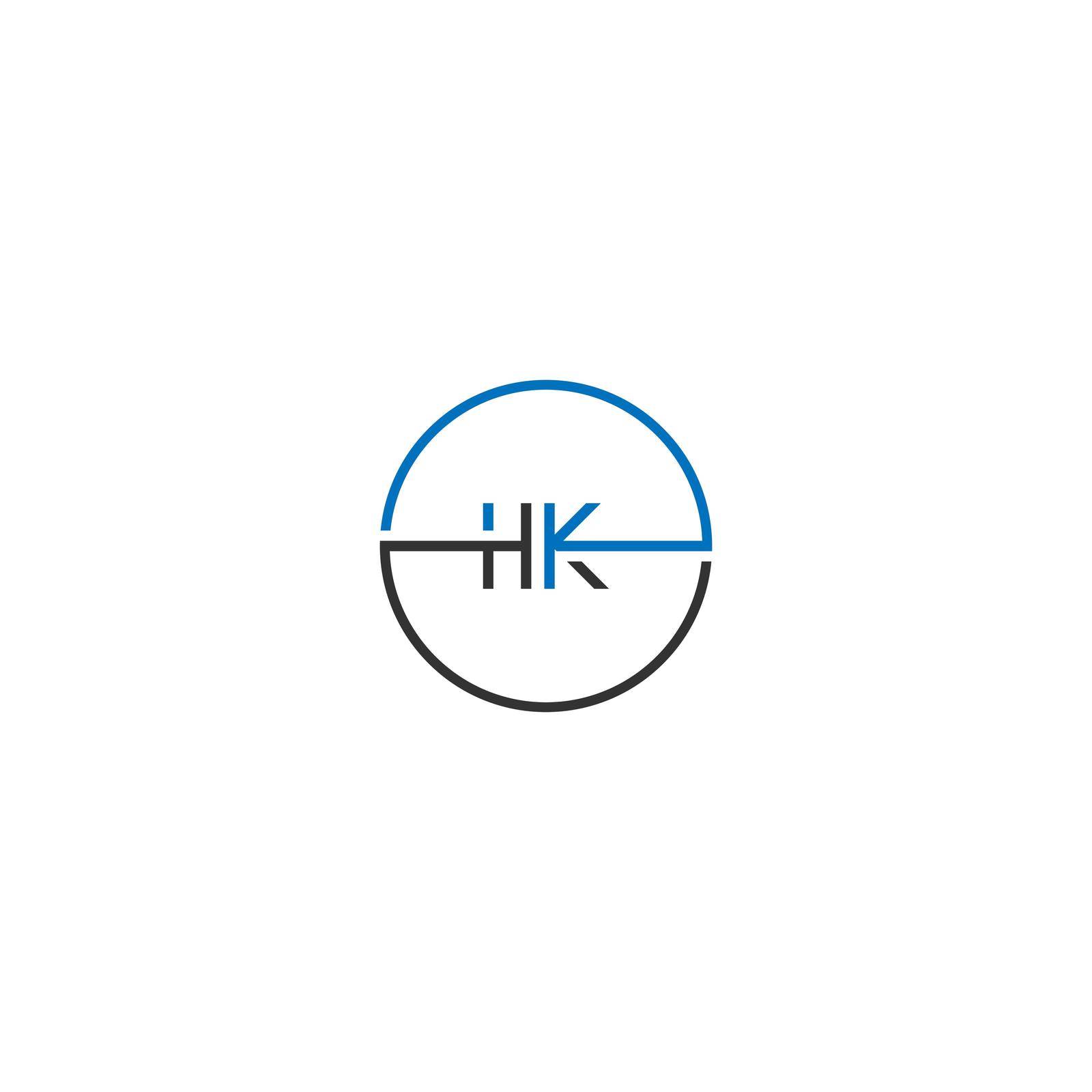 HK logo letter design concept in black and blue color