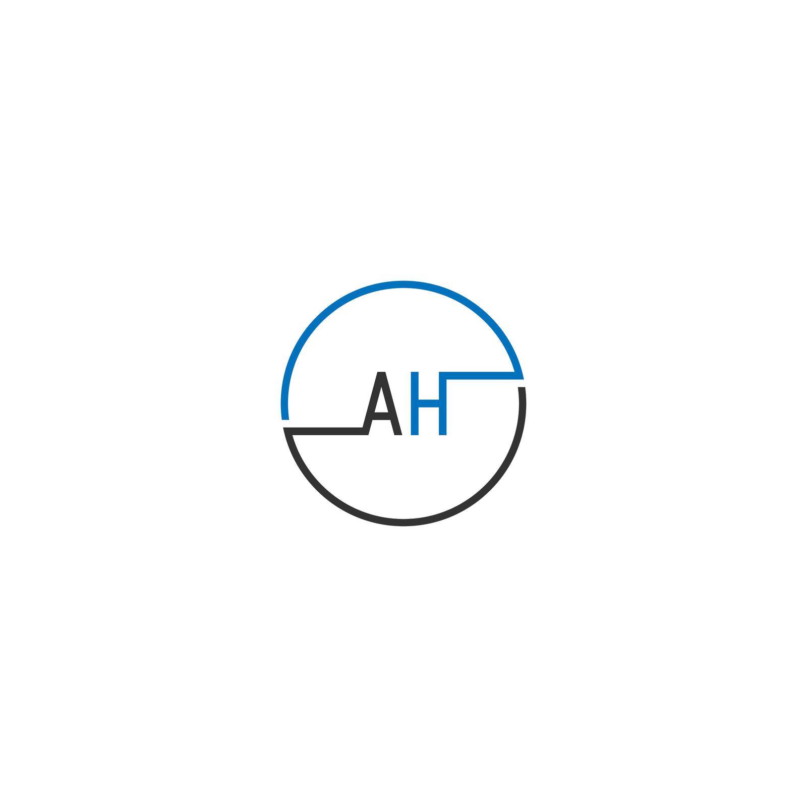 AH logo letter design concept in black and blue color