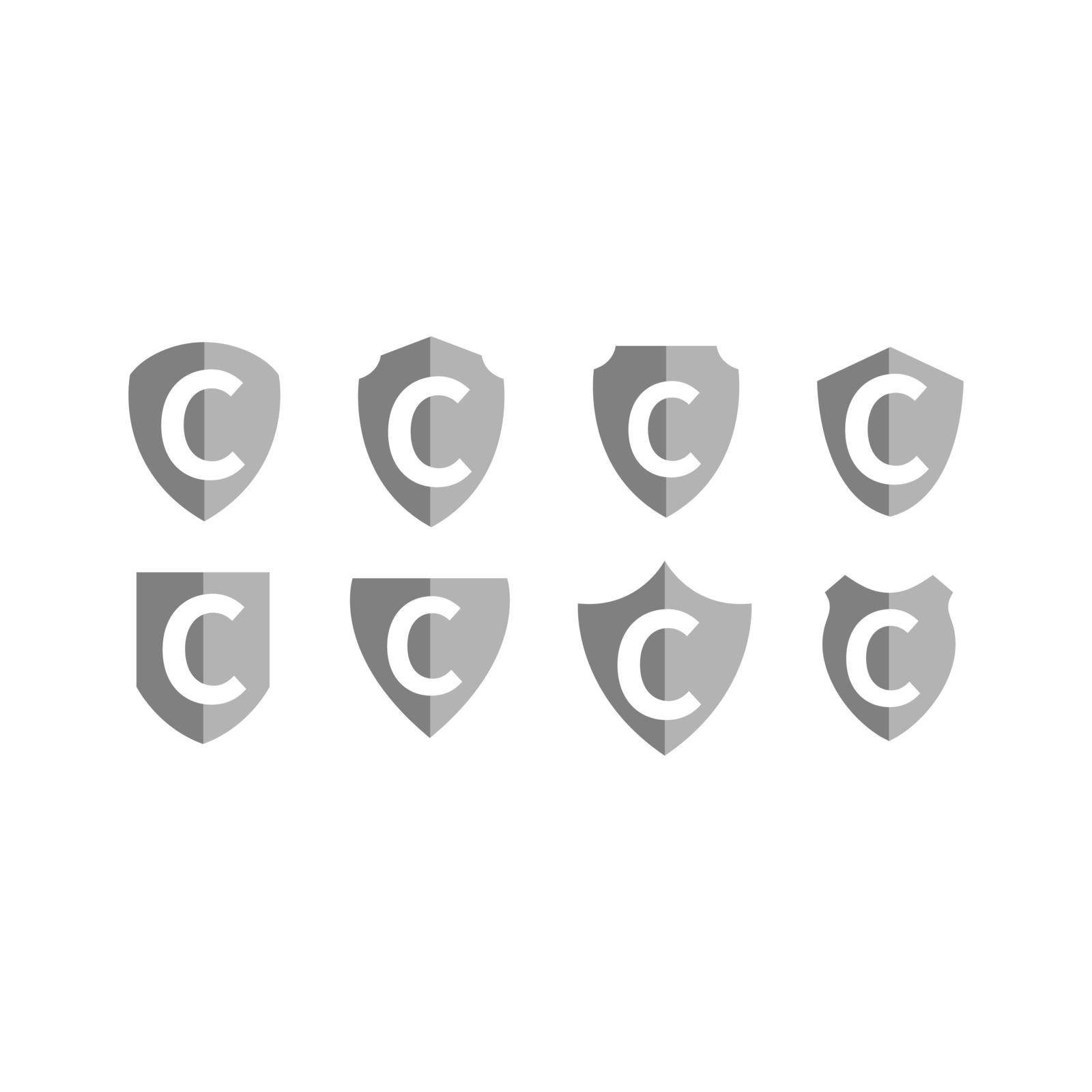 letter C on the shield logo icon template