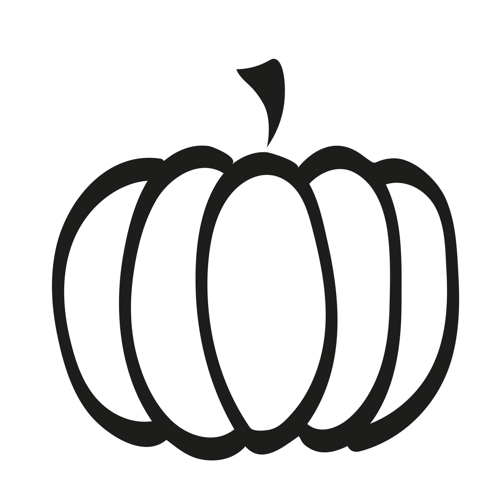 Pumpkin black ink icon for fall. Thanksgiving and Halloween Elements.Pumpkin Flat Design Vegetable Icon