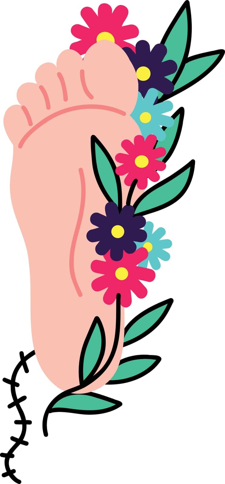 Foot and flowers vector illustration by Dustick