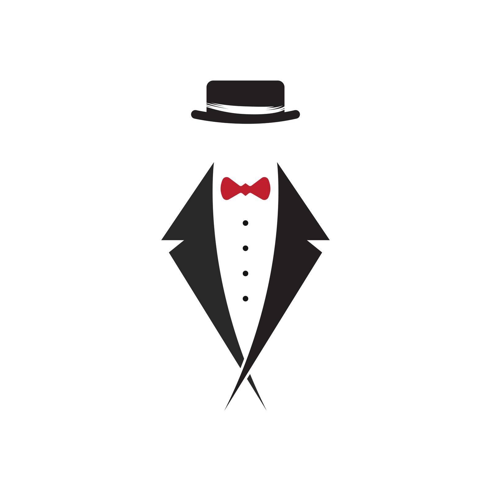Tuxedo gentleman logo design vector by Amin89