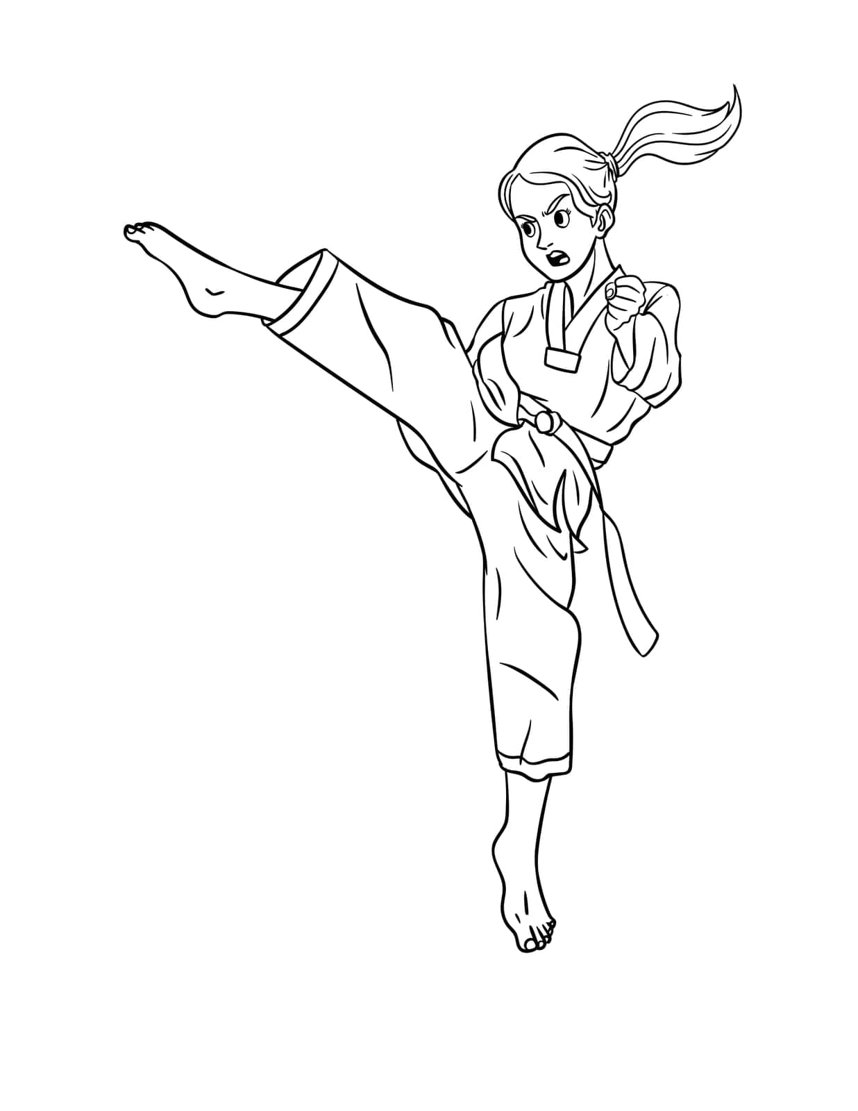 A cute and funny coloring page of Taekwondo. Provides hours of coloring fun for children. Color, this page is very easy. Suitable for little kids and toddlers.