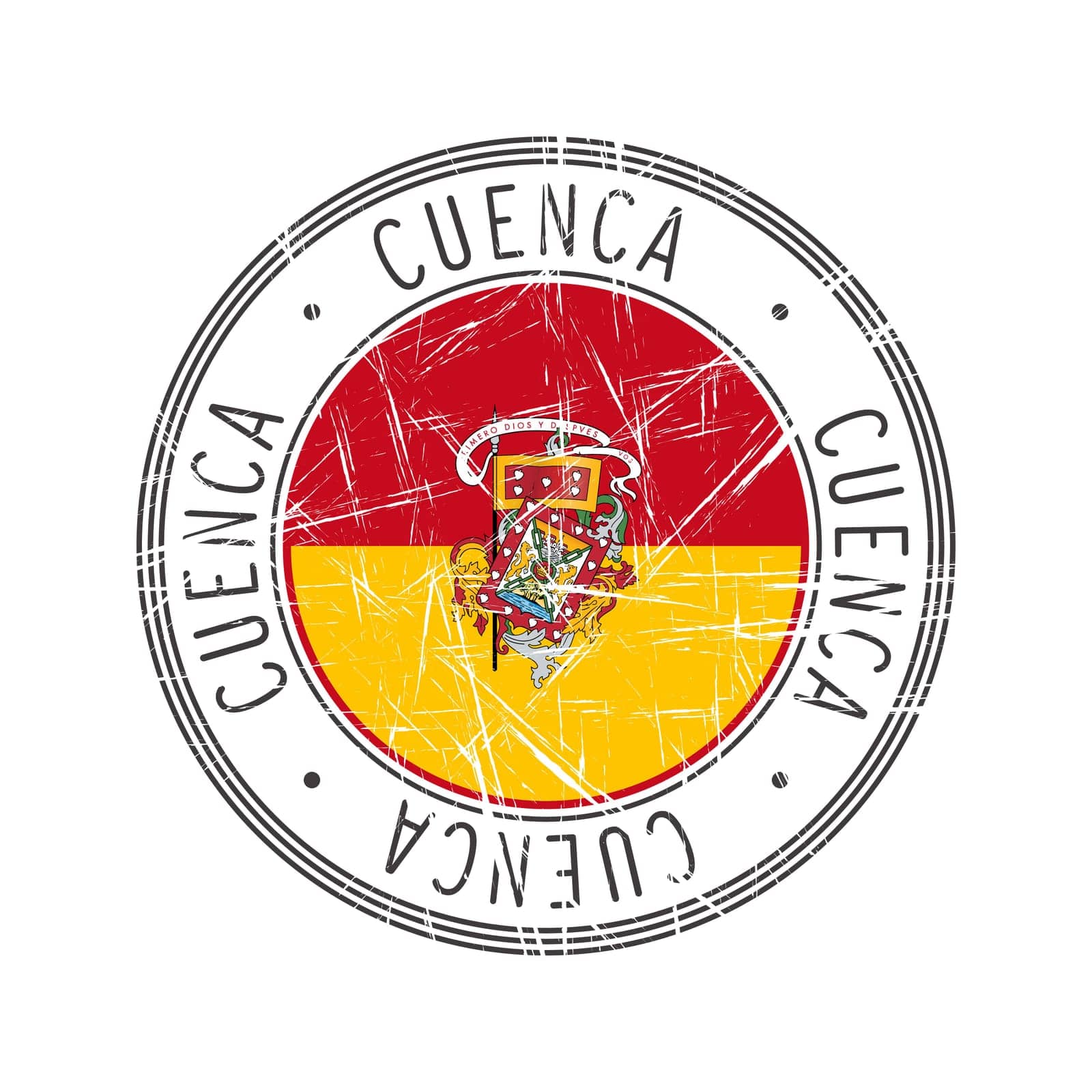 Cuenca city, Ecuador vector rubber stamp over white background