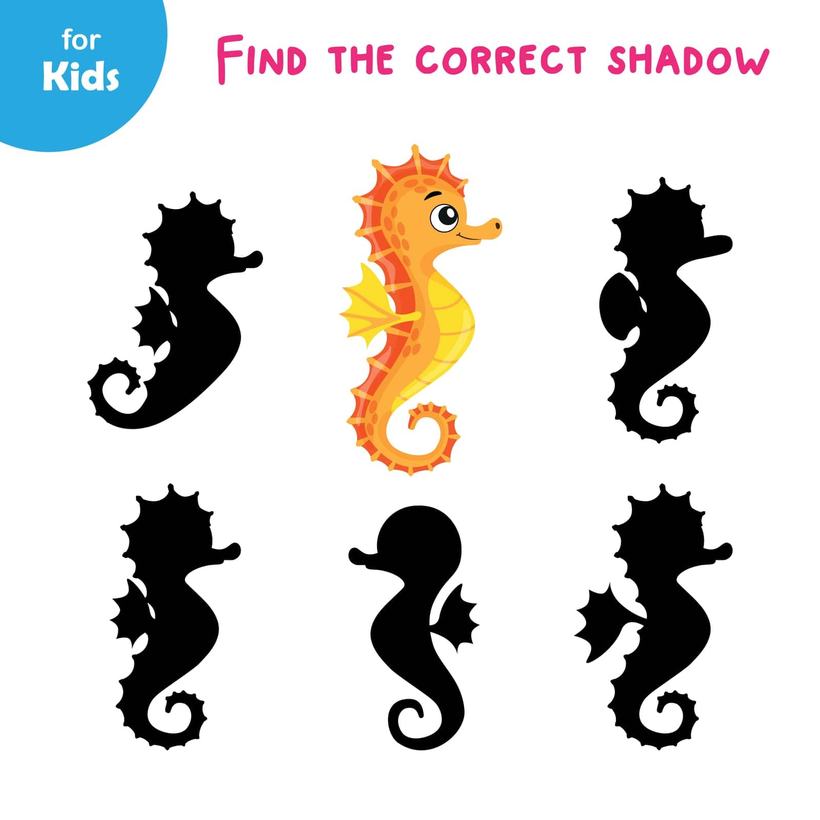 A Series Of Educational Games On The Marine Theme Gather A Shadow For The Seahorse. Introduces Children To Marine Animals. An Interactive, Fun Activity, Helps Kids Improve Their Powers Of Observation