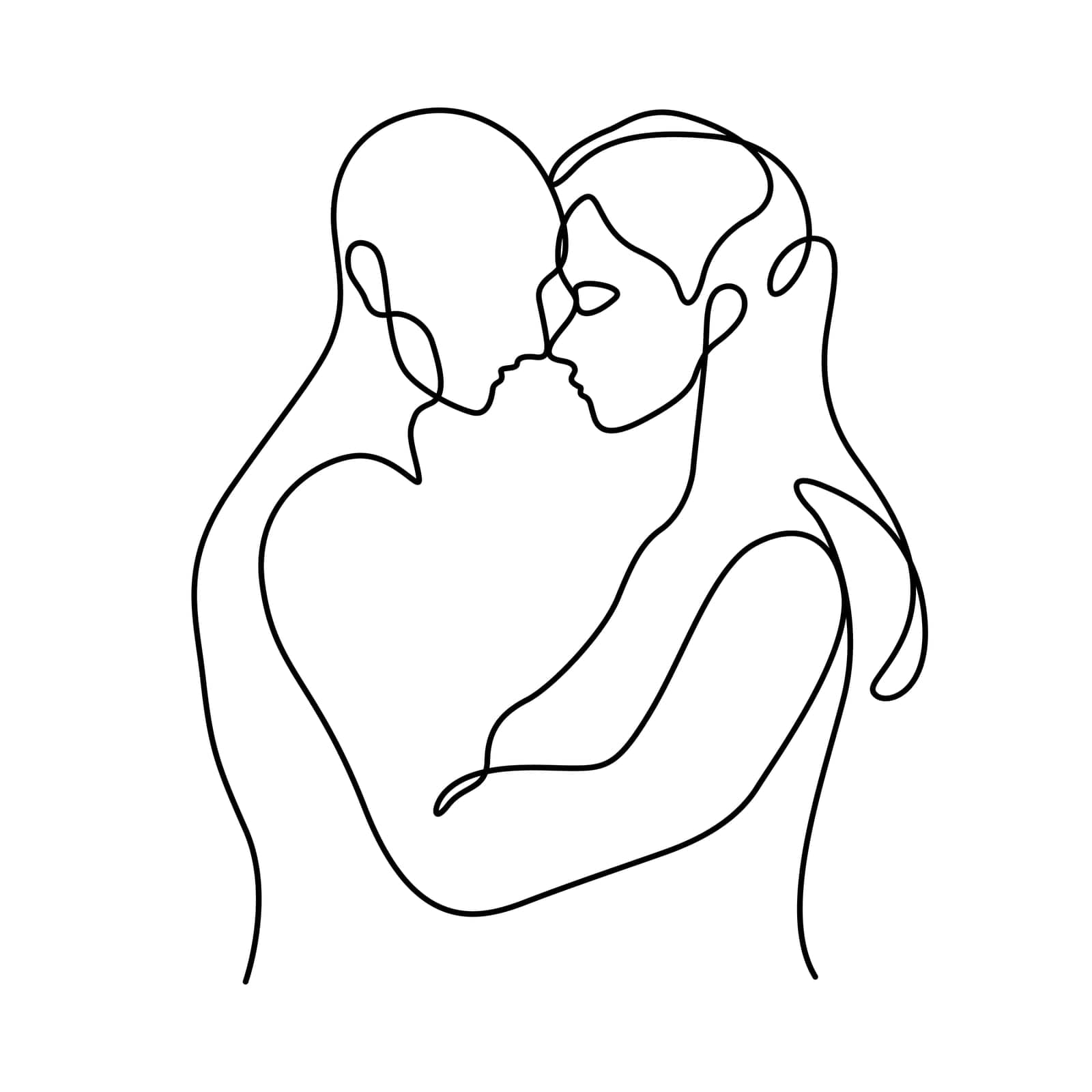 romance couple line art in one line drawing vector illustration