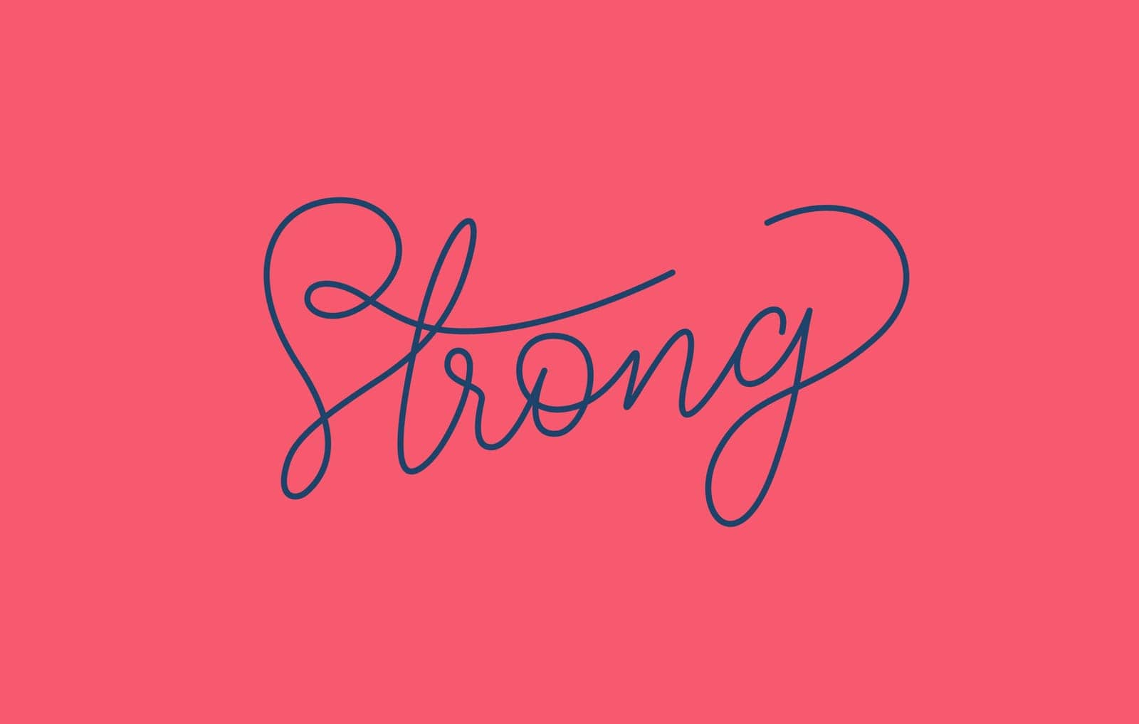 strong word lettering design in continuous line drawing vector