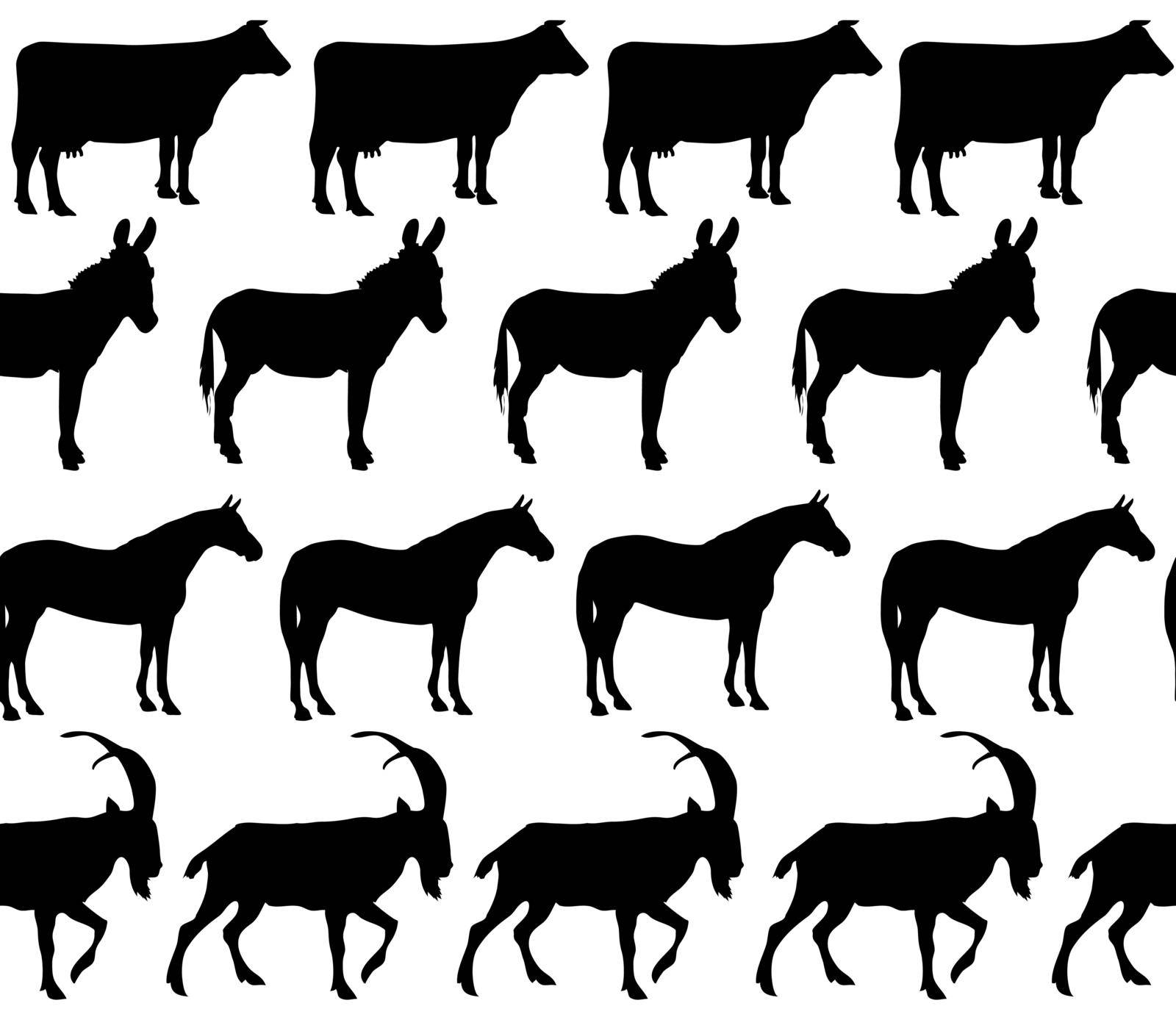 vector domestic animals silhouettes seamless pattern by yganko