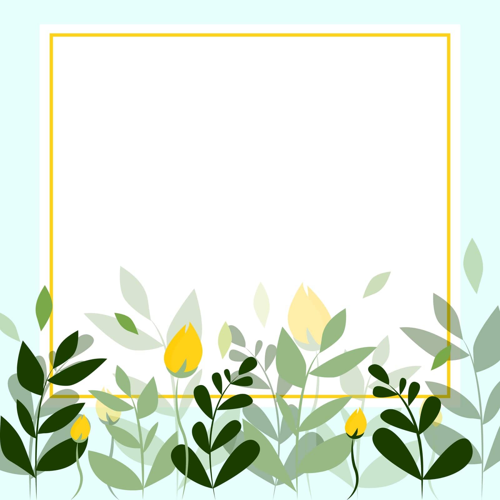 Light Blue Frame Decorated With Colorful Flowers And Foliage Arranged Harmoniously. Empty Poster Border Surrounded By Multicolored Bouquet Organized Pleasantly. by nialowwa