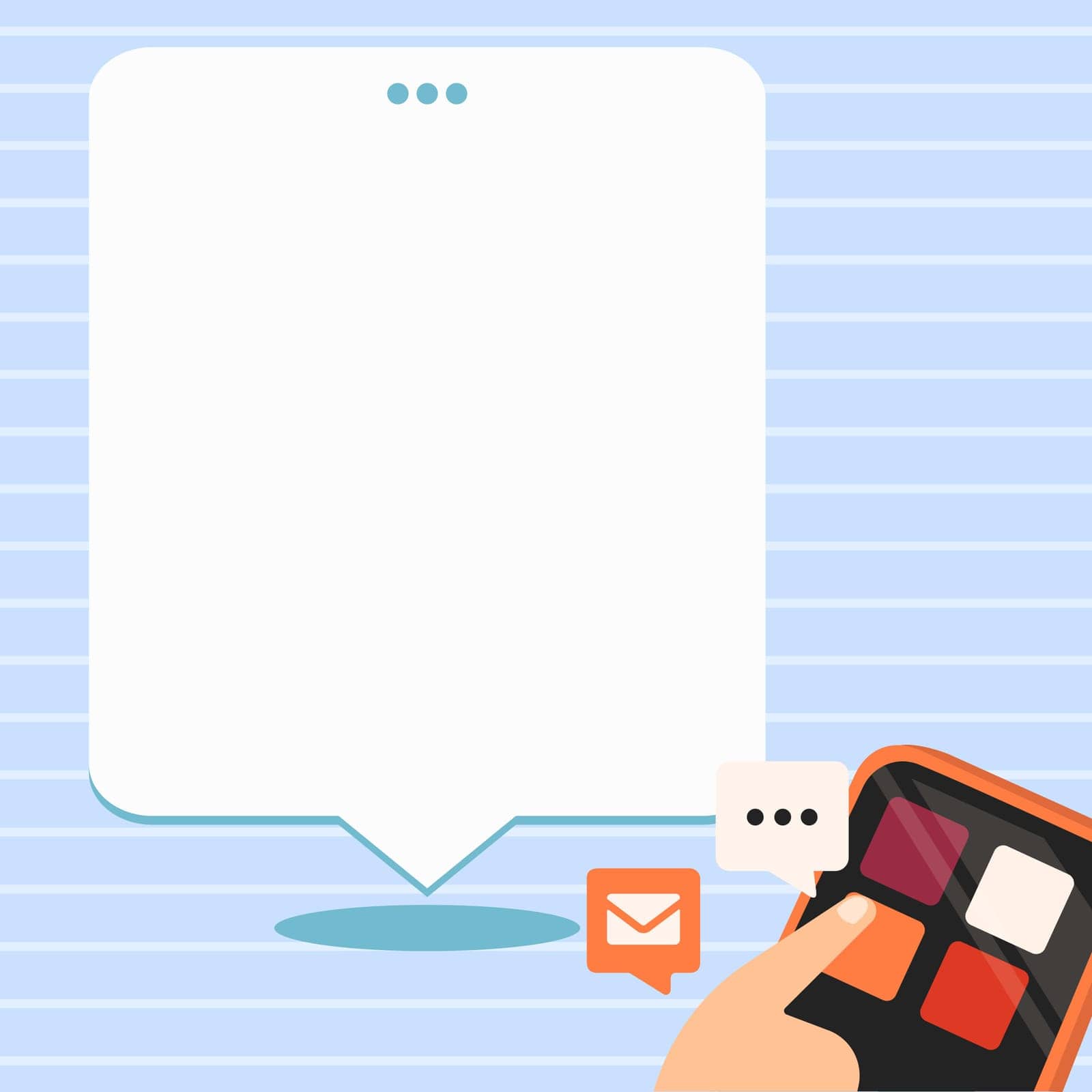 Mobile phone with information on the screen. Bright color illustration with important information. Big white speech bubble for text. Agenda. Critical Updates Displayed. by nialowwa