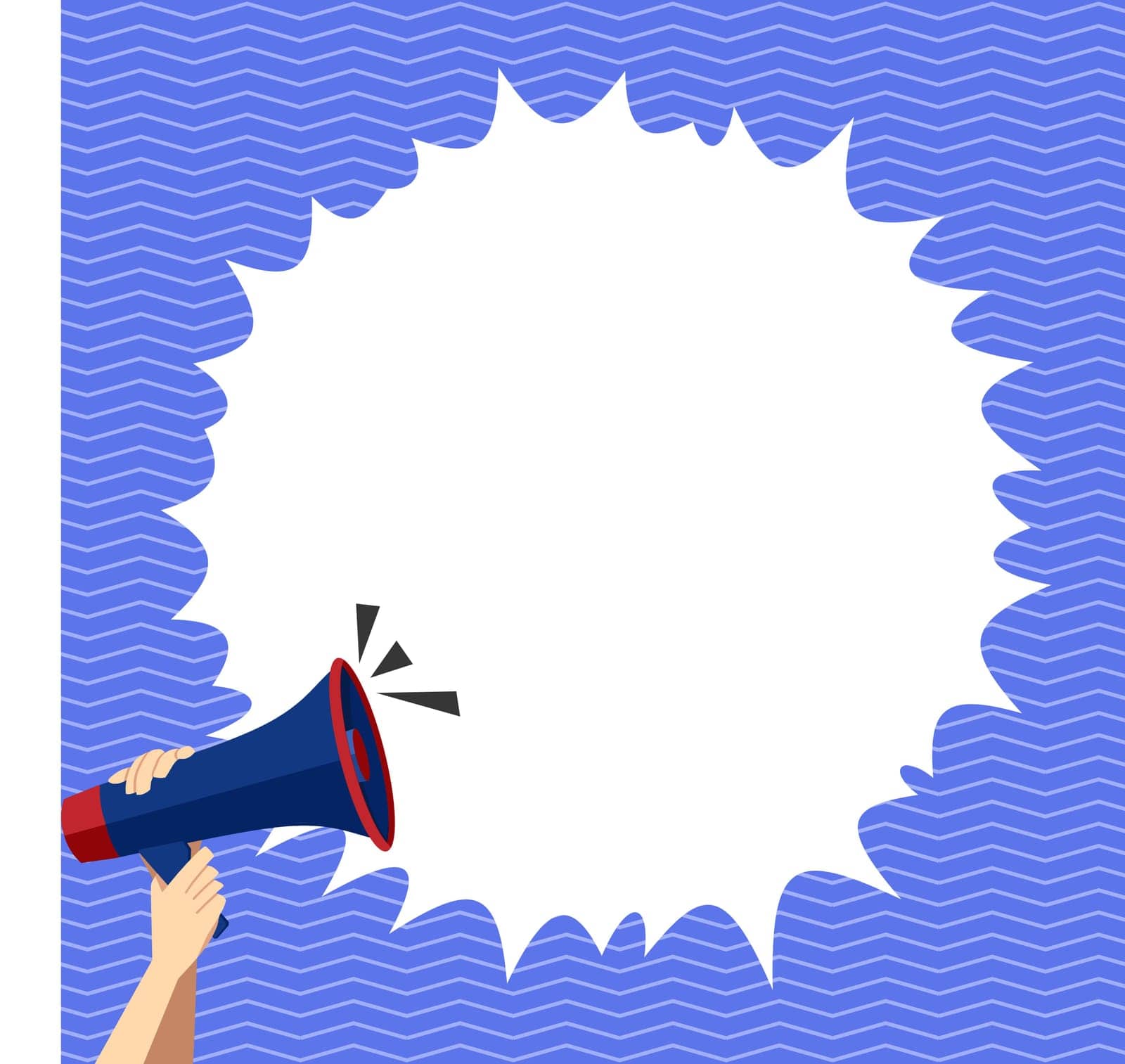 Hand Holding Megaphone Voice Device With Speech Balloon Presenting Fresh And Important News Messages. Bullhorn Drawing With Conversation Bubble Showing New Announcement. by nialowwa