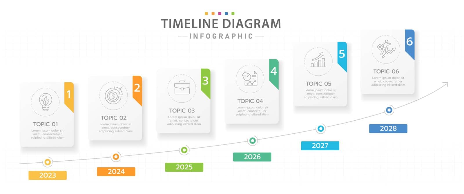 Infographic template for business. 6 Steps Timeline diagram calendar with progress arrows, presentation vector infographic.
