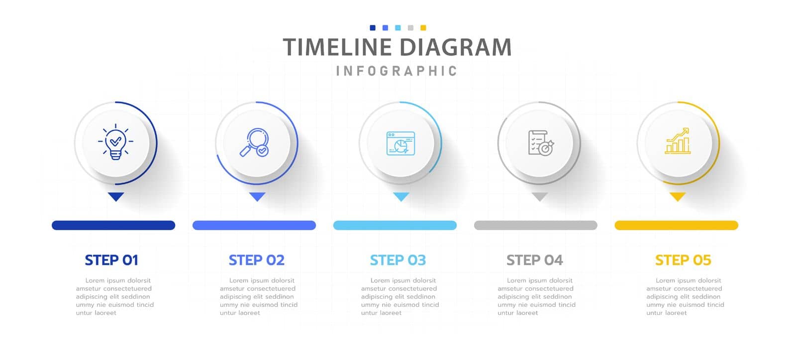 Infographic template for business. 5 Steps Modern Timeline diagram roadmap with circle pie chart, presentation vector infographic.