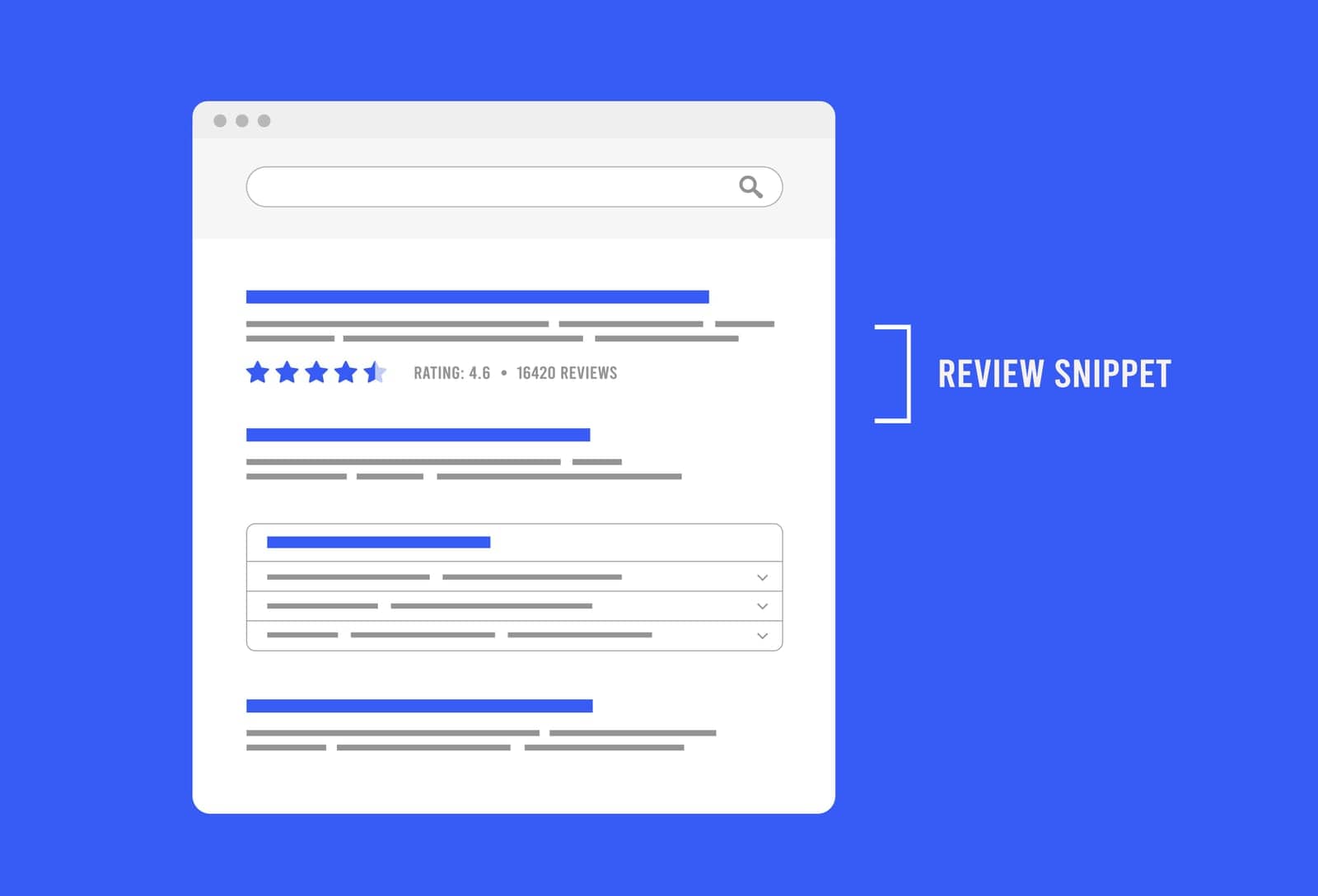 Review snippets - search engine feature with yellow star rating based on review for website in serp - search engine results page by bestforbest