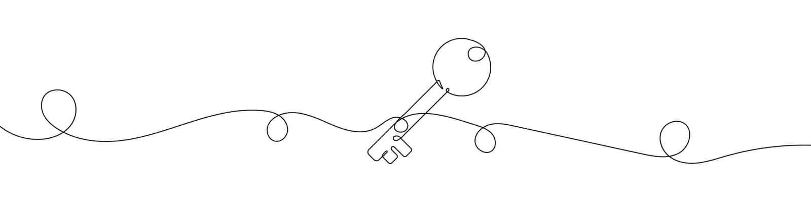 Key line background. One continuous line drawing of key. Vector illustration. Key line icon.