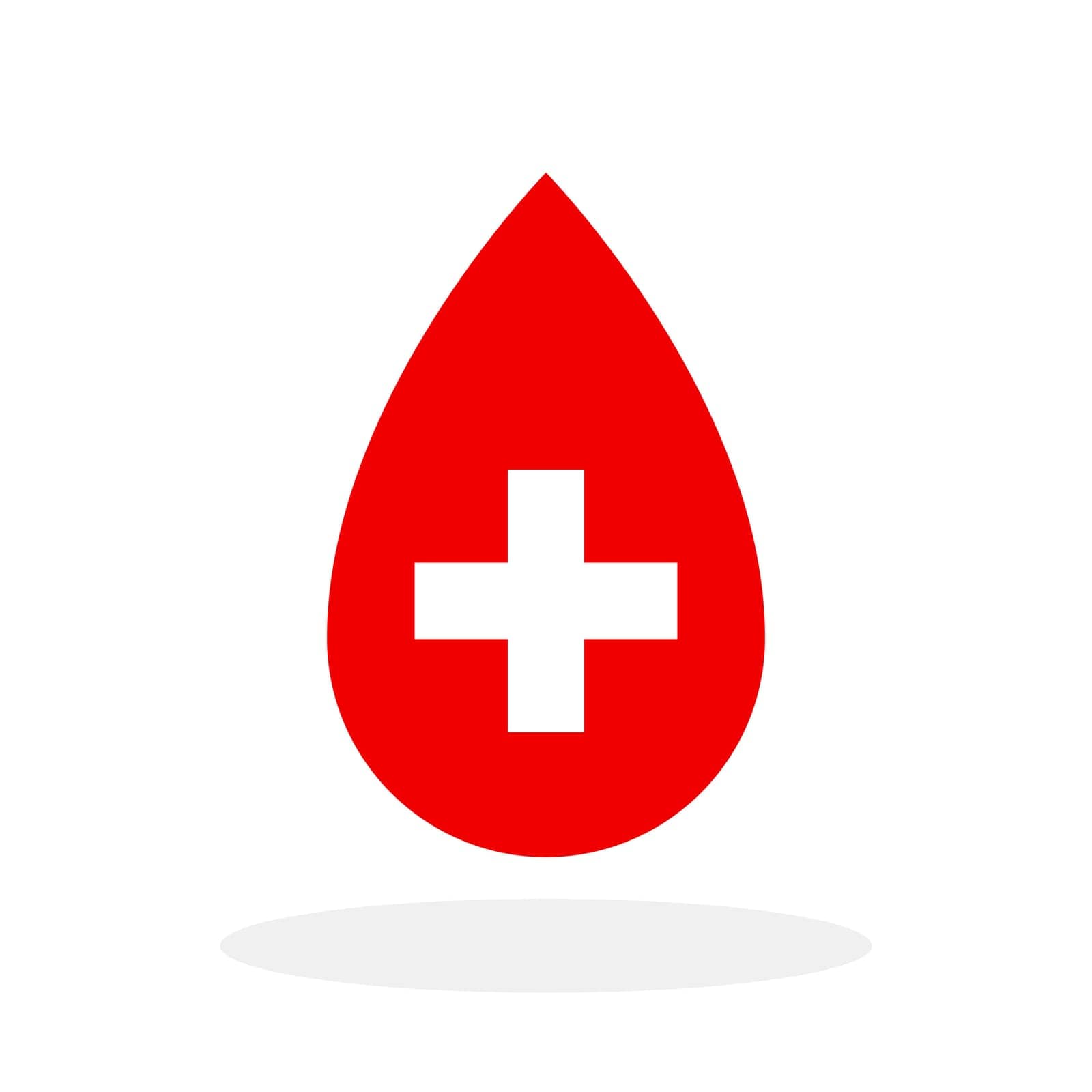 Blood drop icon. Blood donation concept. Red blood drop symbol with medical cross. Vector illustration.