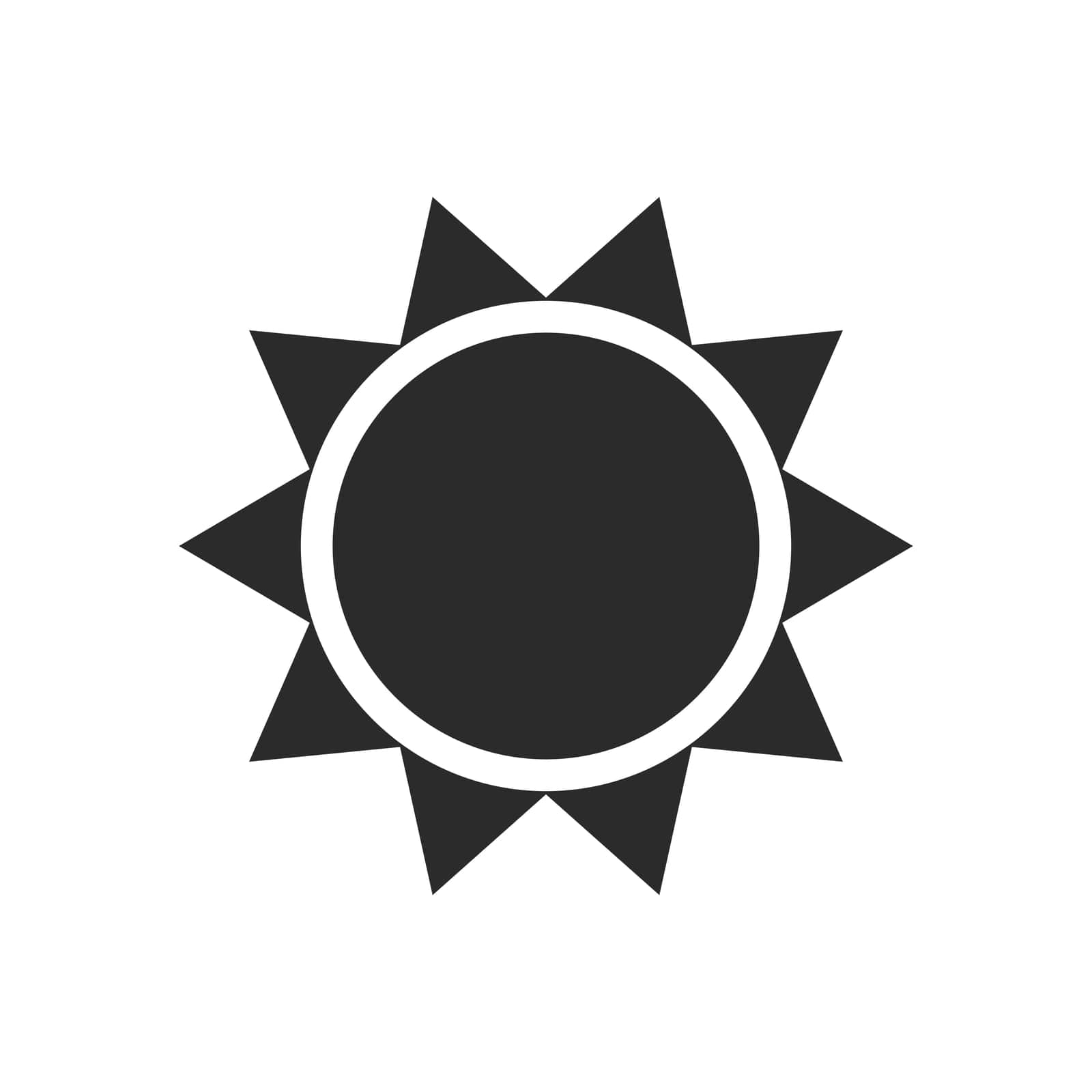 Sun silhouette icons. Summer black circle shape. Nature, sky heat symbol. Vector sunrise image isolated on white background.