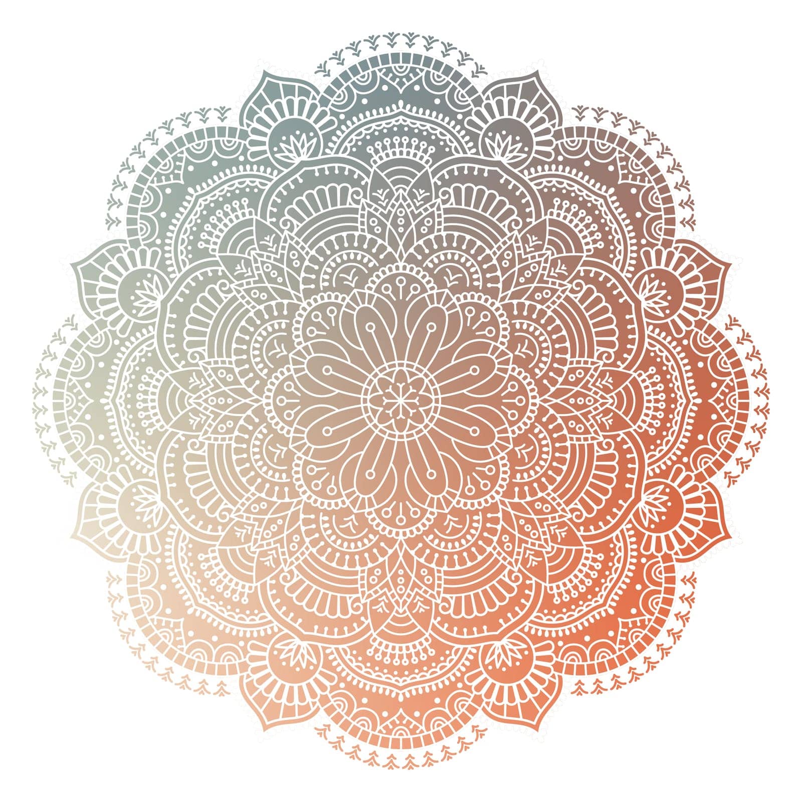 Mandala on white background. Round Ornament Pattern. Indian. Arabic, Islam ornament, Buddhism culture symbol by Olechka