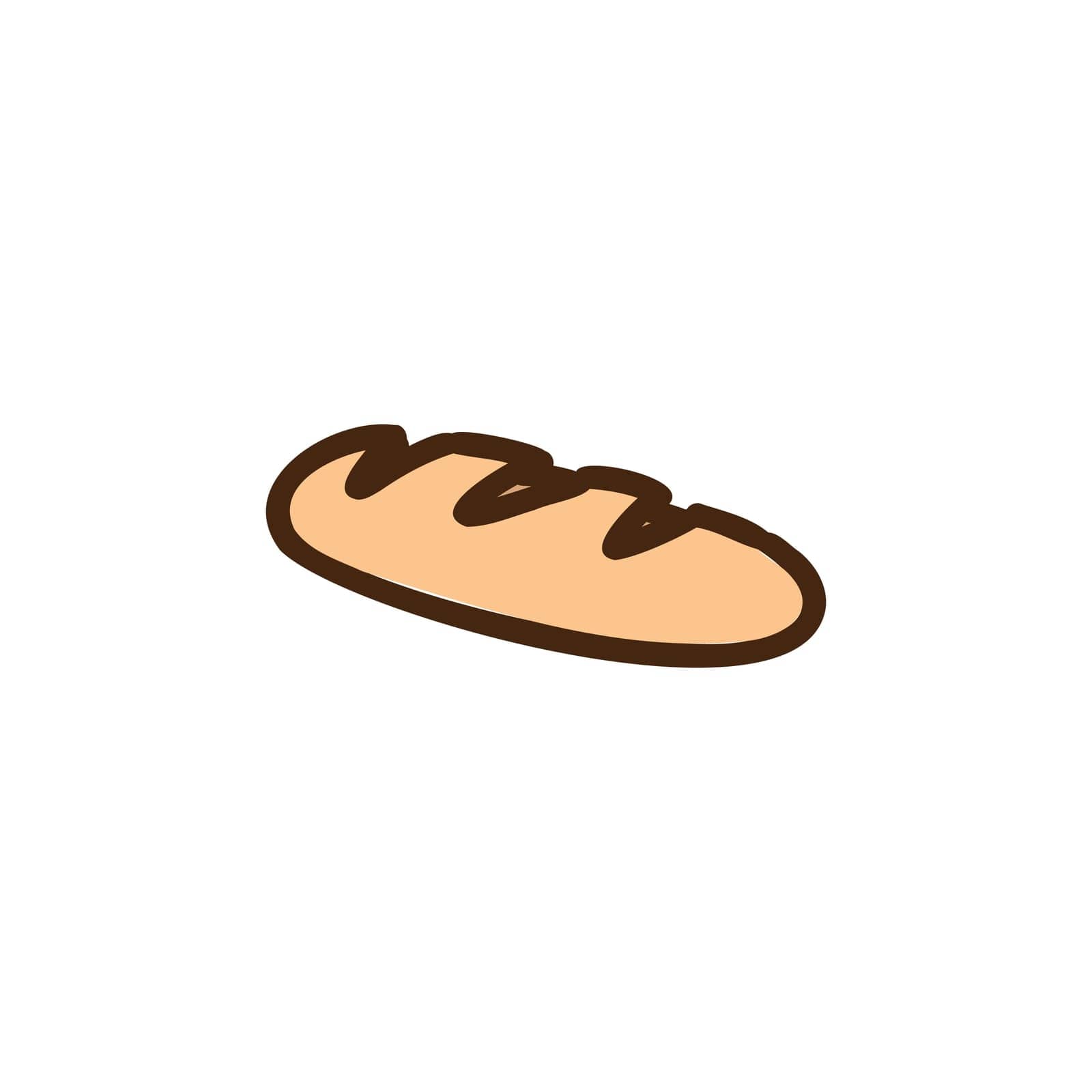 Loaf. Bun hand drawn illustration. Pastry for menu design, cafe decoration. Vector cartoon illustration. by Elena_Garder