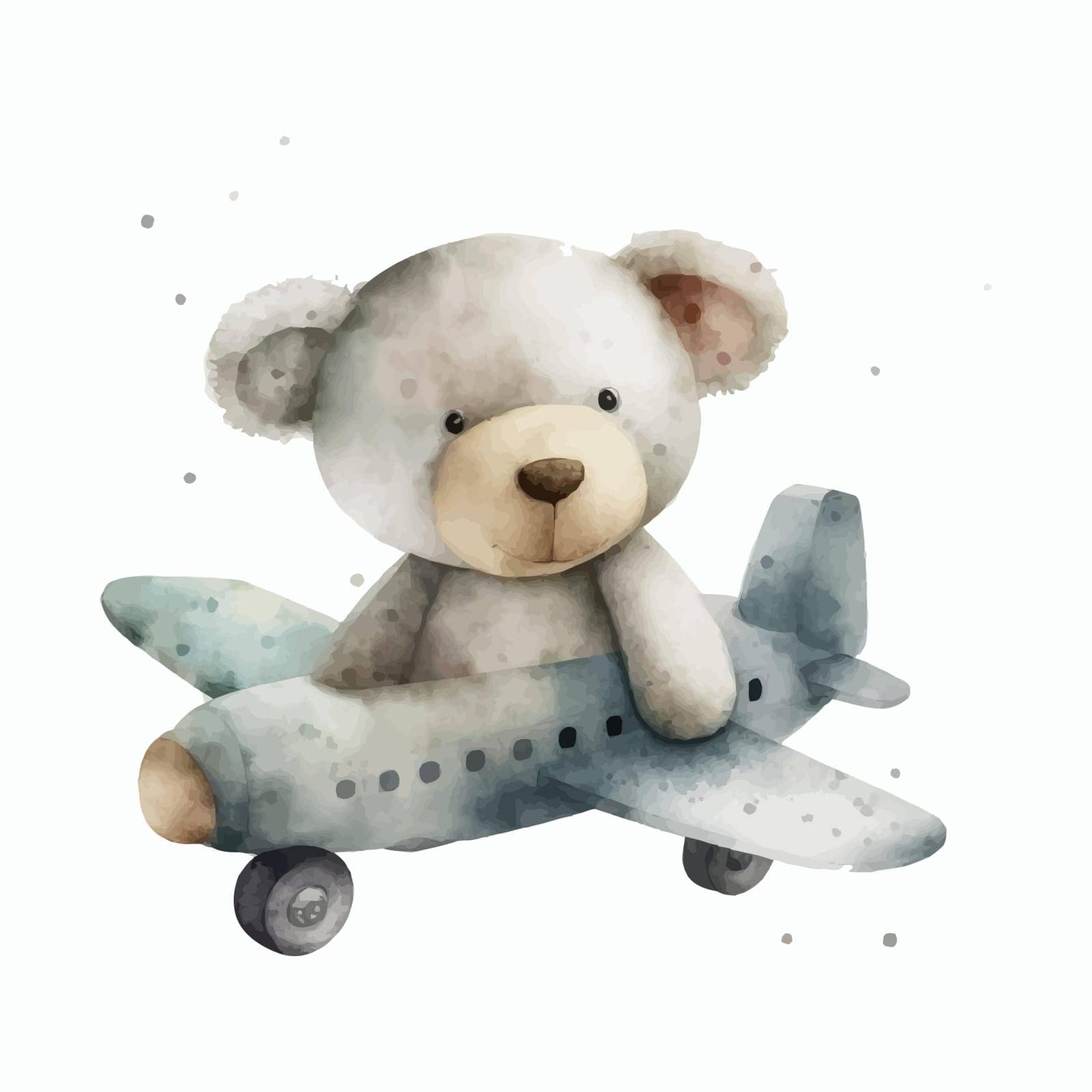 The bear is flying on a plane in 3d style. Isolated vector illustration by Andrei_01