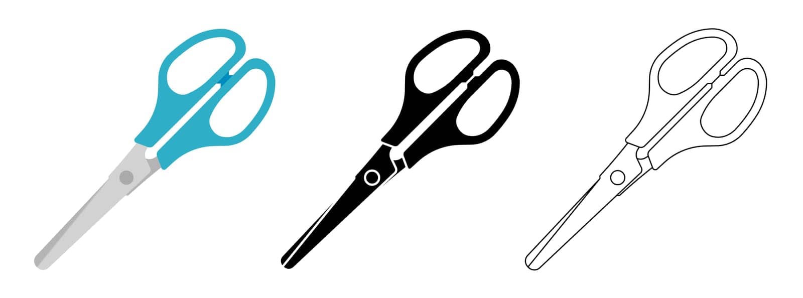 Scissors icons set. Isolated cutting scissors. Pictogram of scissor. Symbol of cutting. by Chekman