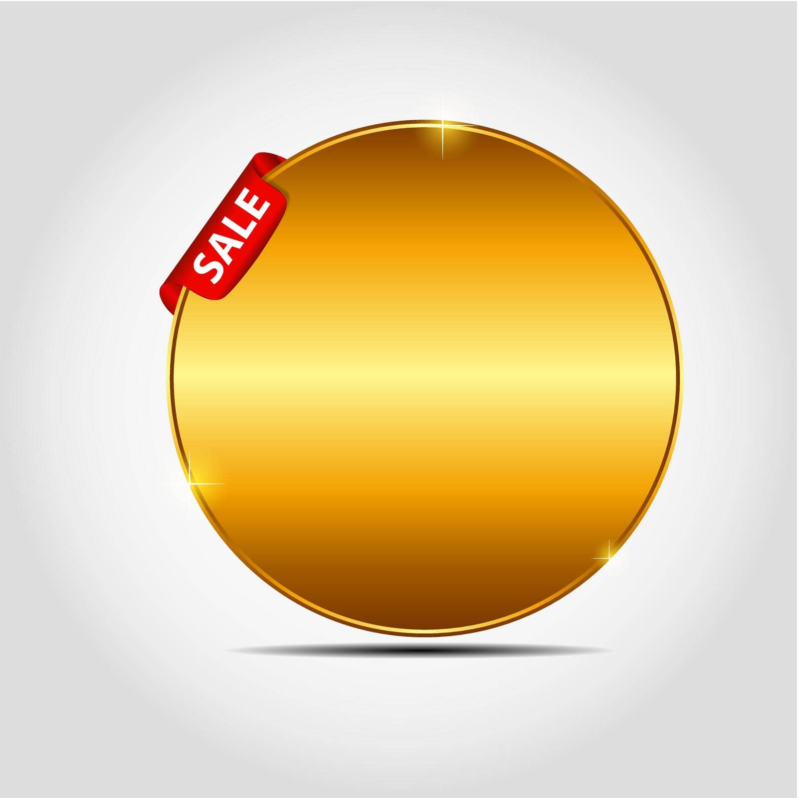 Vector sale label with red ribbon.