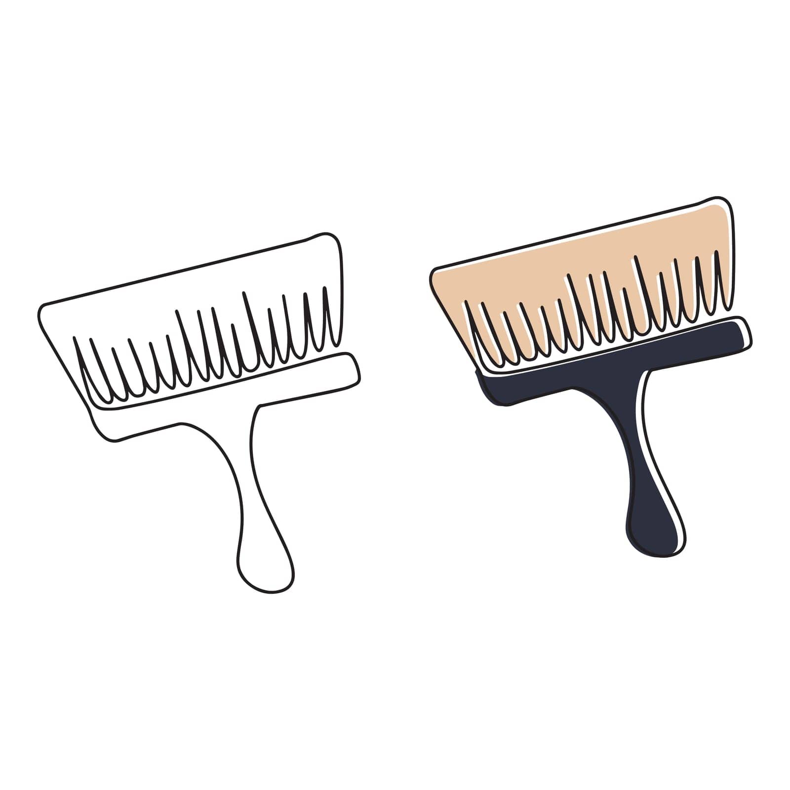 Cleaning brush icon, contour vector icon Web icon is a simple vector thin line icon. Brush with one continuous line by Olga_OLiAN