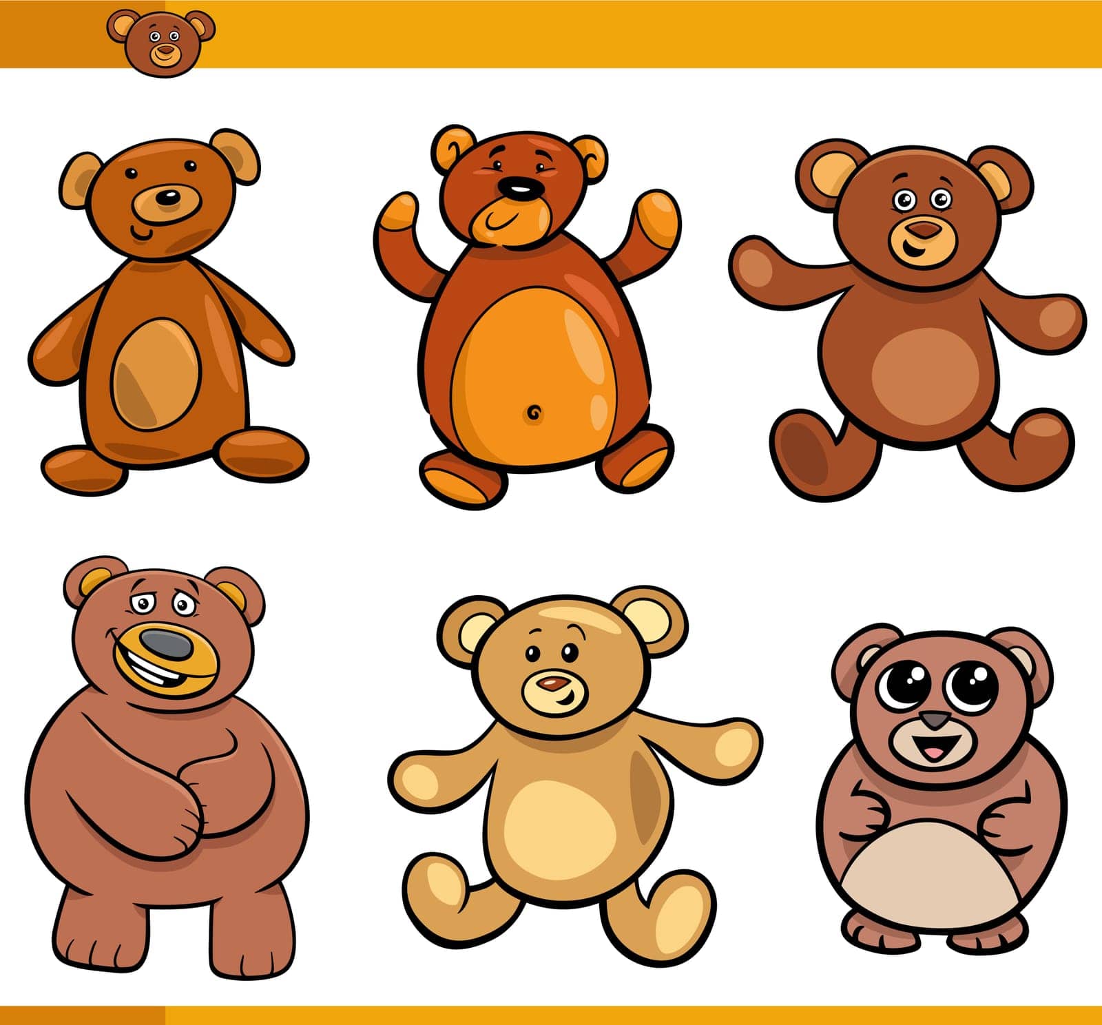 cartoon funny cute bears animal comic characters set by izakowski