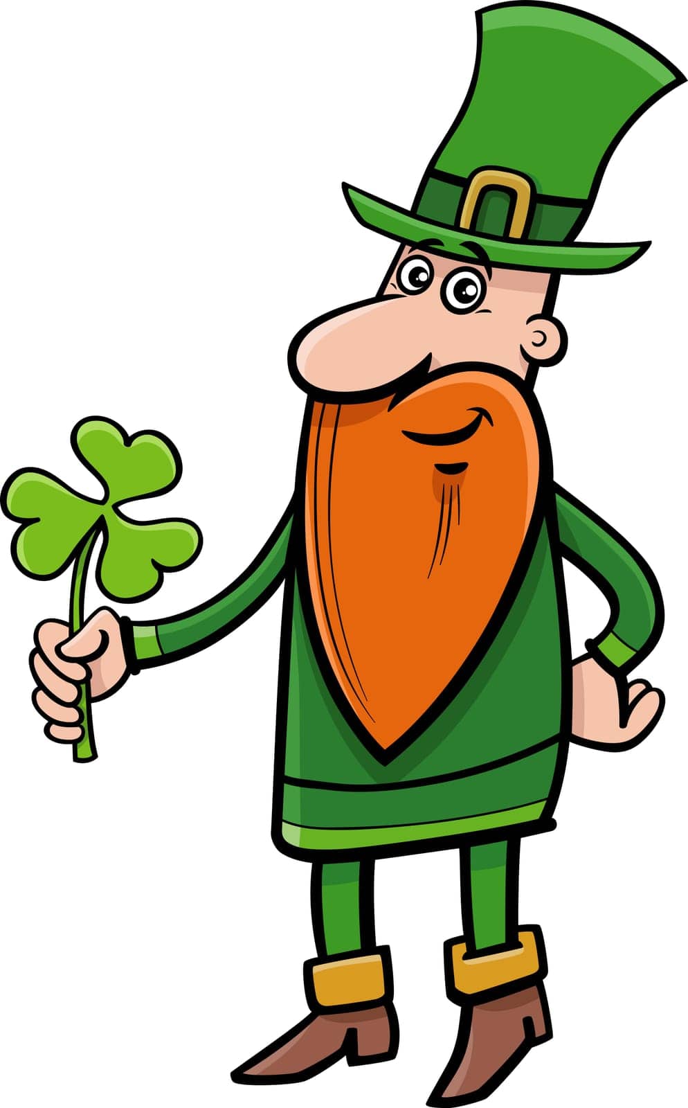 cartoon Leprechaun with clover on Saint Patrick Day by izakowski