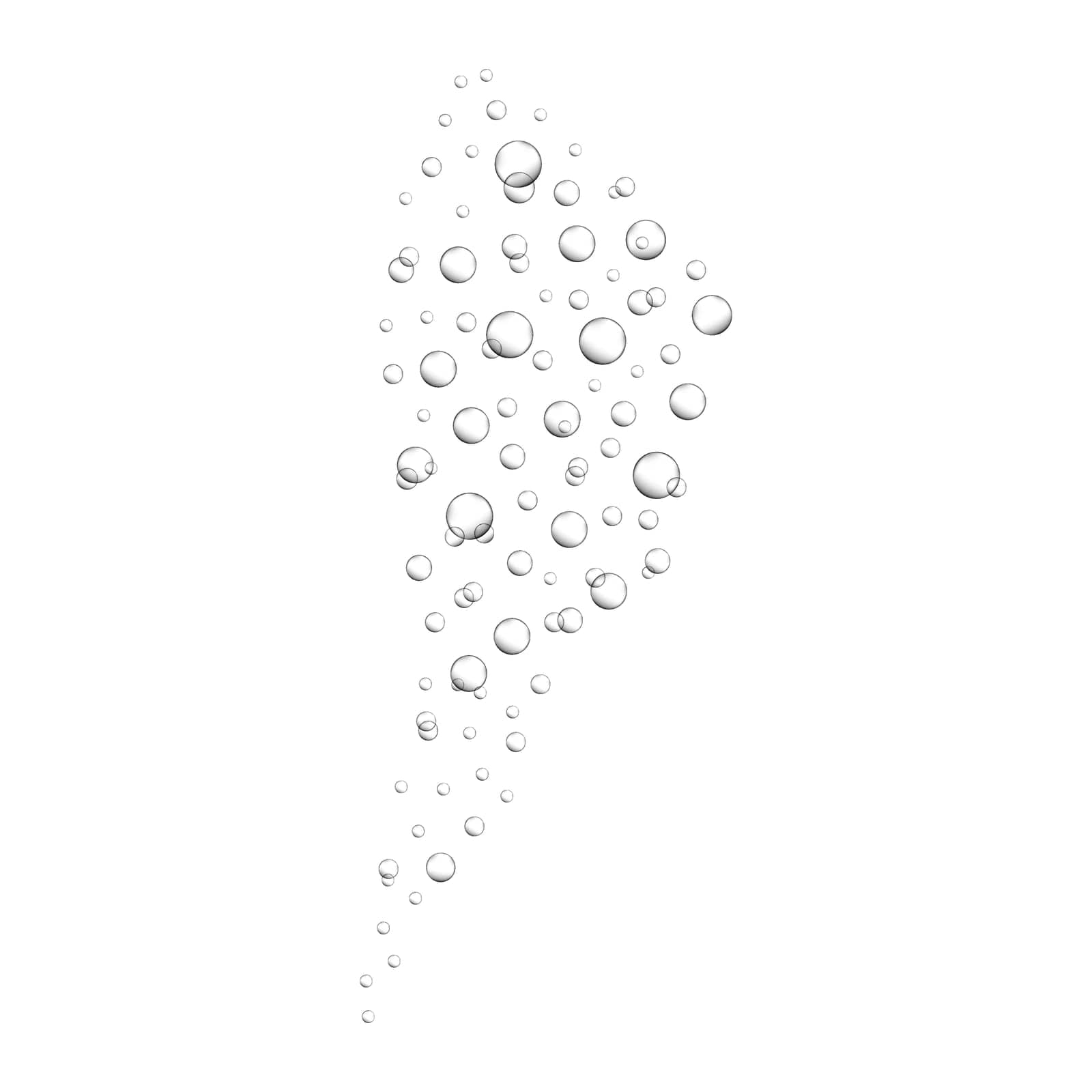 Water air bubbles isolated on white background. Oxygen bubbles in ocean, sea or aquarium. Fizzy drink, soda, lemonade, champagne. Vector realistic illustration.