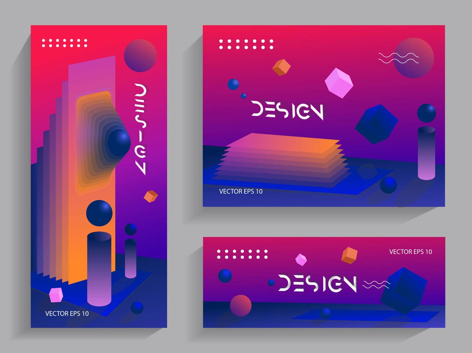 Abstract gradient illustrations, backgrounds for the cover of magazines, brochures, posters, flyers, etc. Crazy bright design. Vector EPS 10