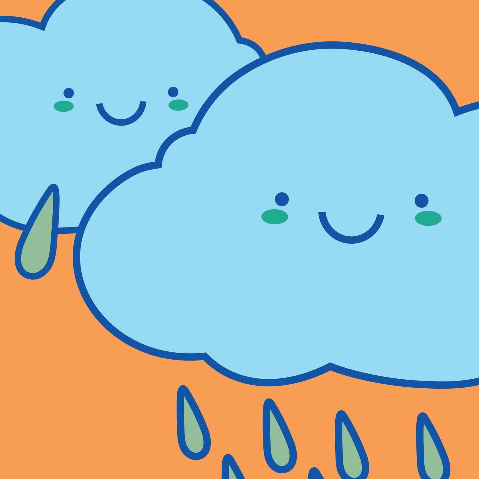 Colorful hand drawn cute card with cloud and rain , vector illustration