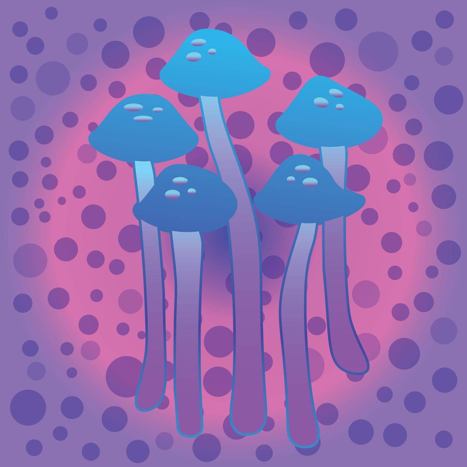 Magic mushroom. Psychedelic hallucination. Vibrant vector illustration. 60s hippie colorful art.
