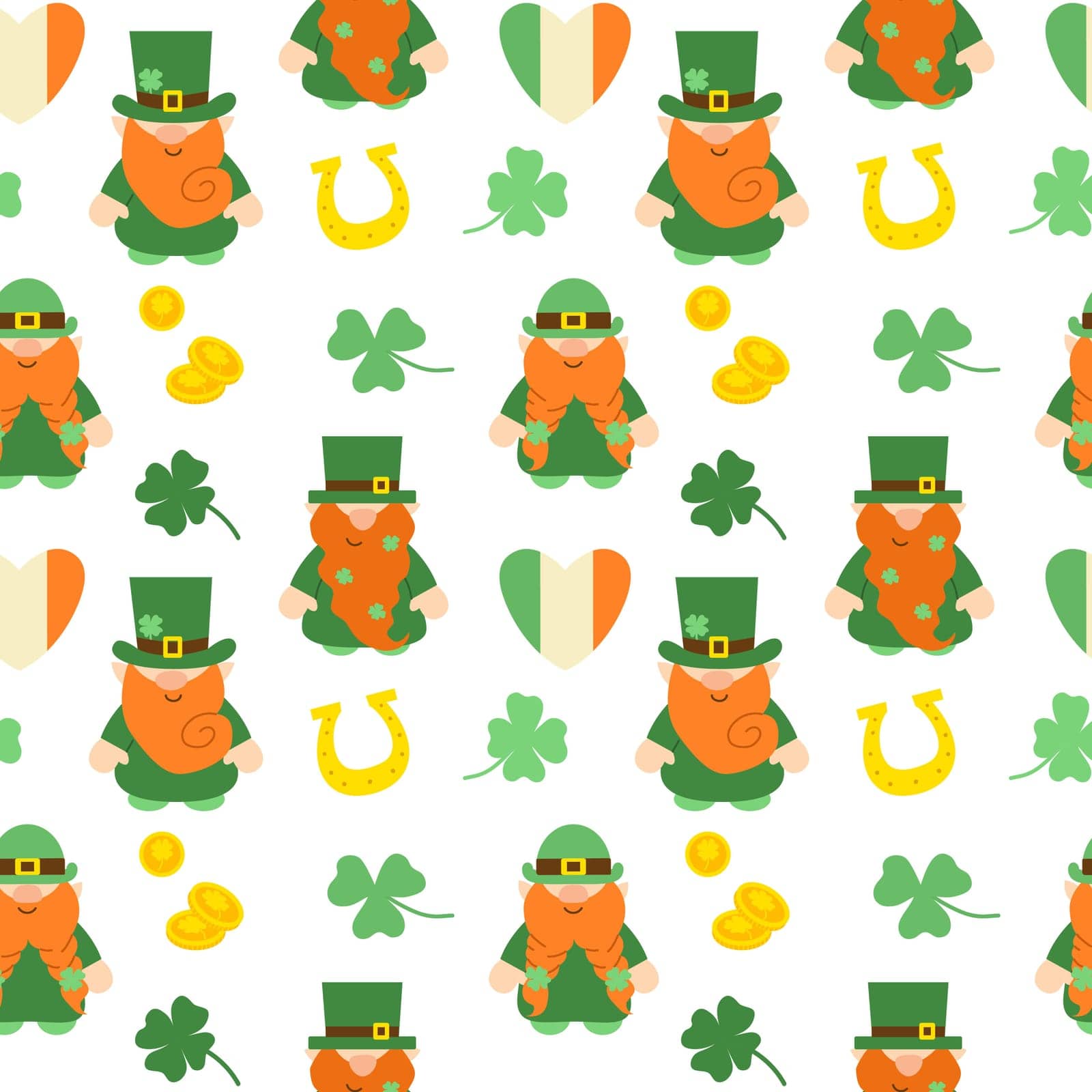 Seamless pattern with leprechauns for St. Patricks day. For background, textile, wrapper