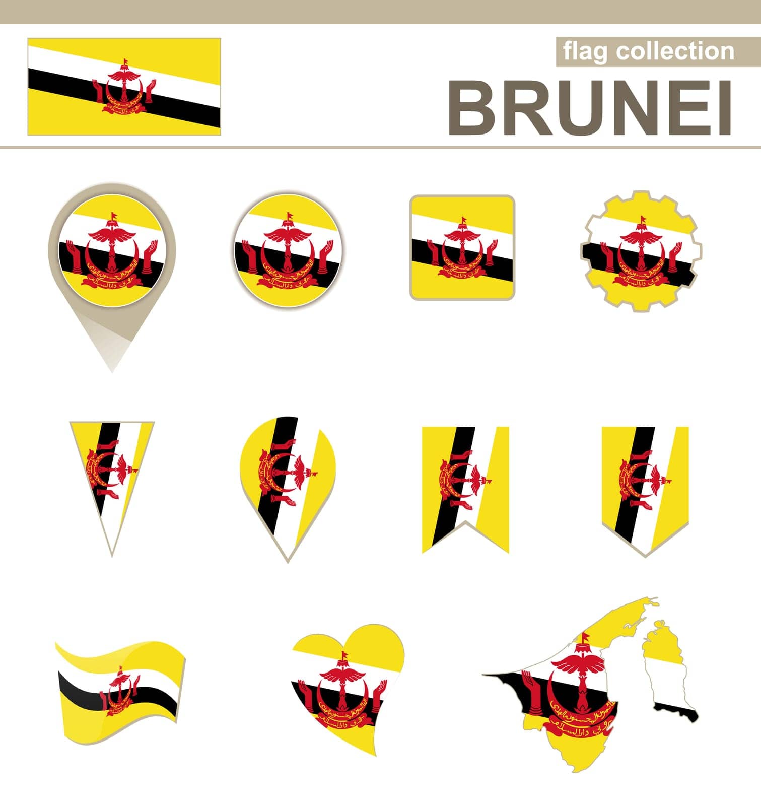 Brunei Flag Collection, 12 versions