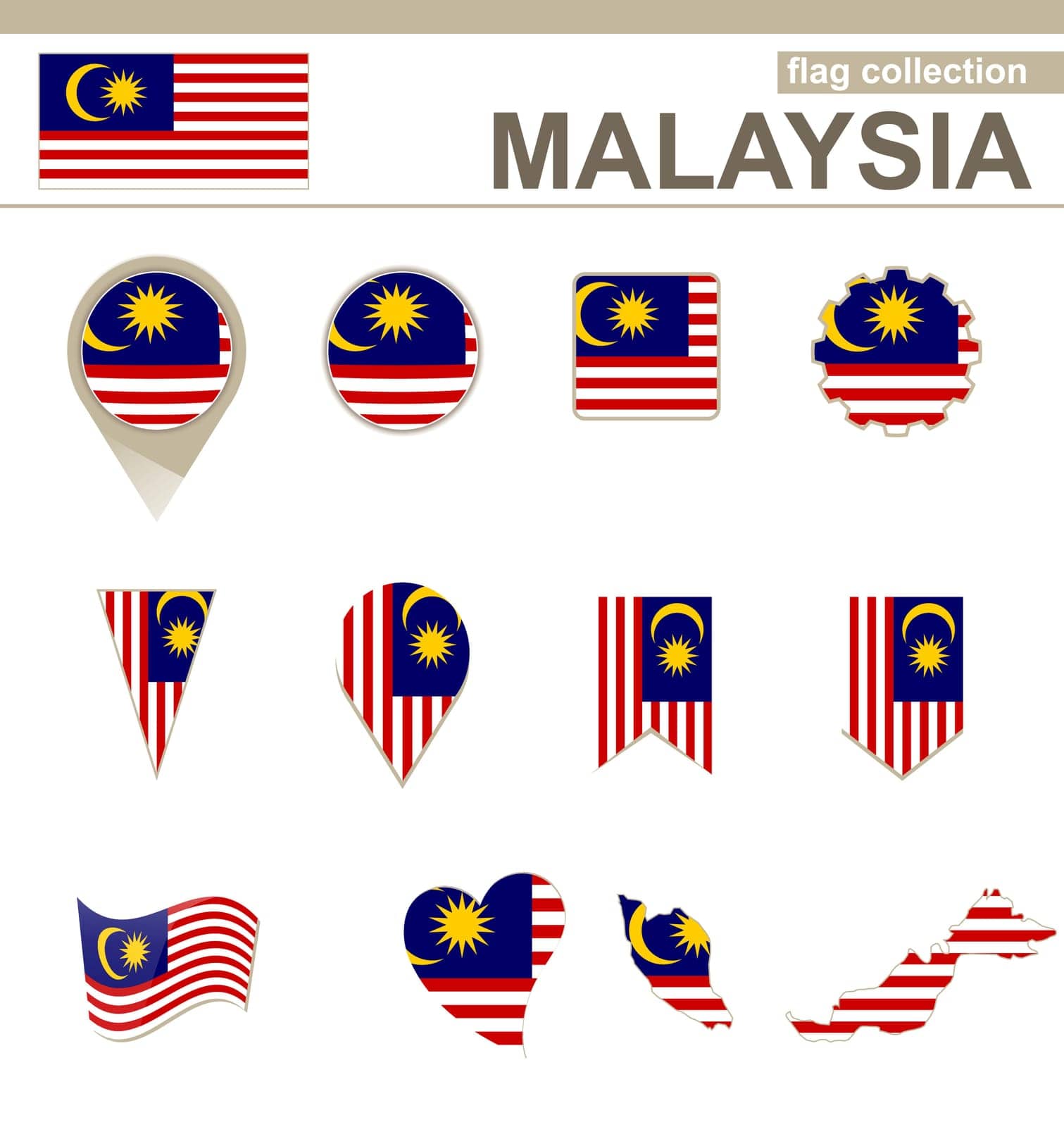 Malaysia Flag Collection, 12 versions