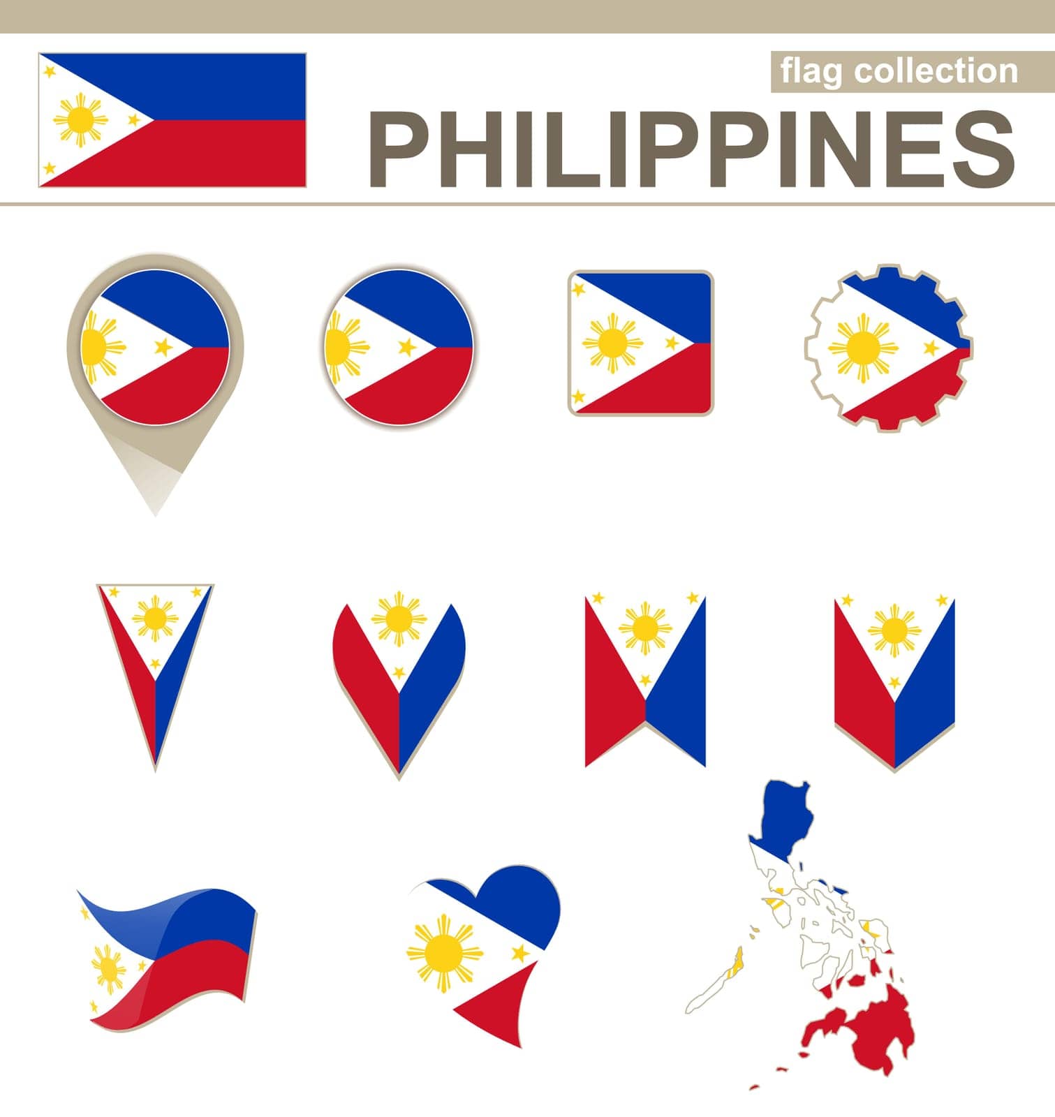 Philippines Flag Collection, 12 versions