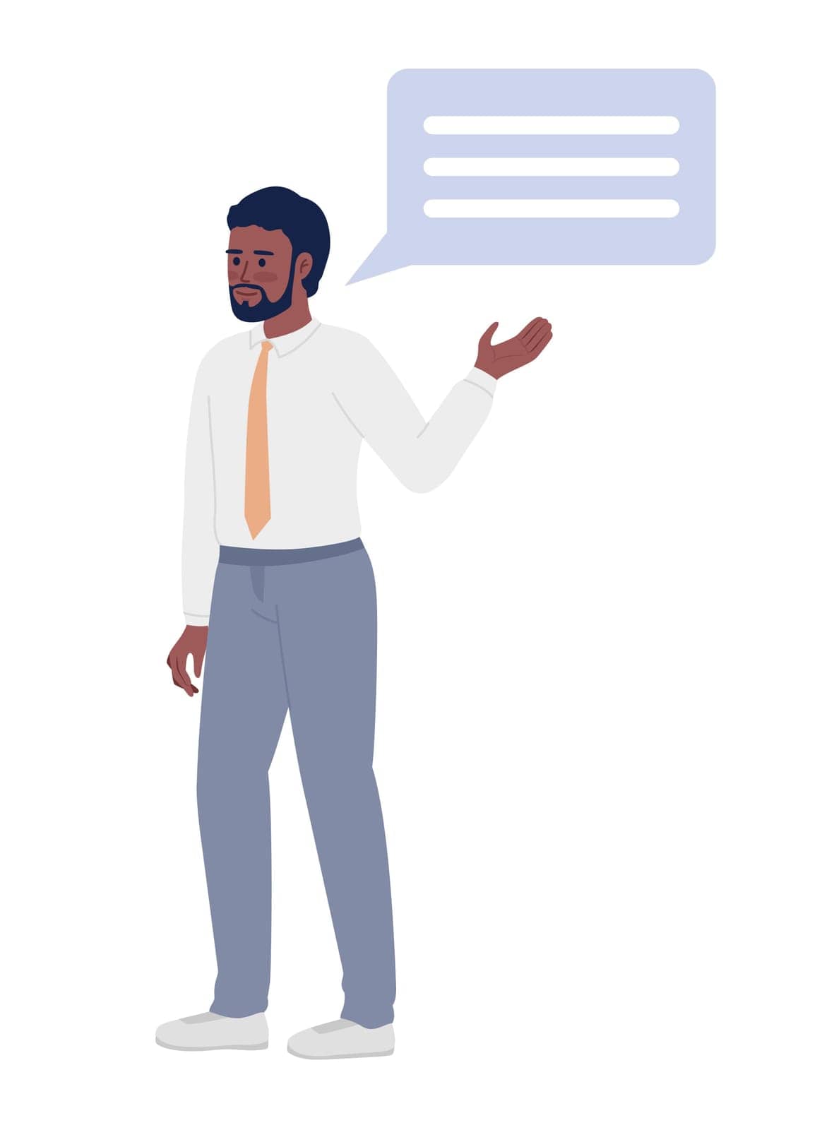 Businessman making request semi flat color vector character. Corporate decision-maker. Editable full body person on white. Simple cartoon style spot illustration for web graphic design and animation