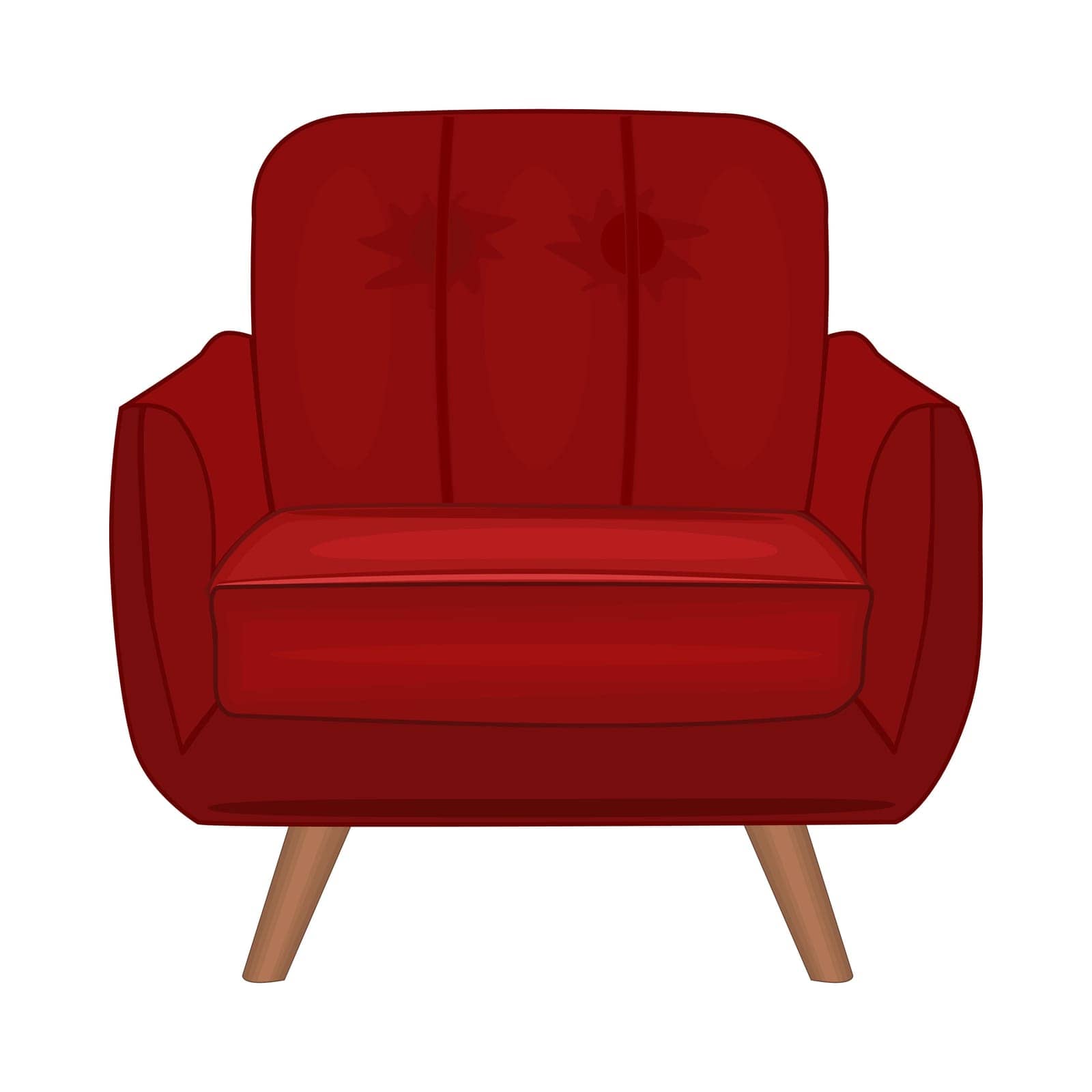 Red armchair isolated on  white background. Soft armchair with upholstery. by KajaNi