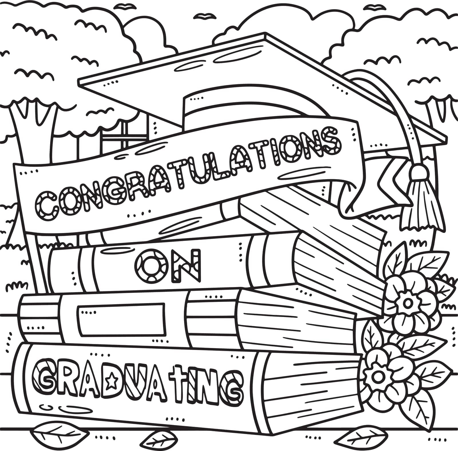 A cute and funny coloring page of a Congratulations on Graduating. Provides hours of coloring fun for children. Color, this page is very easy. Suitable for little kids and toddlers.