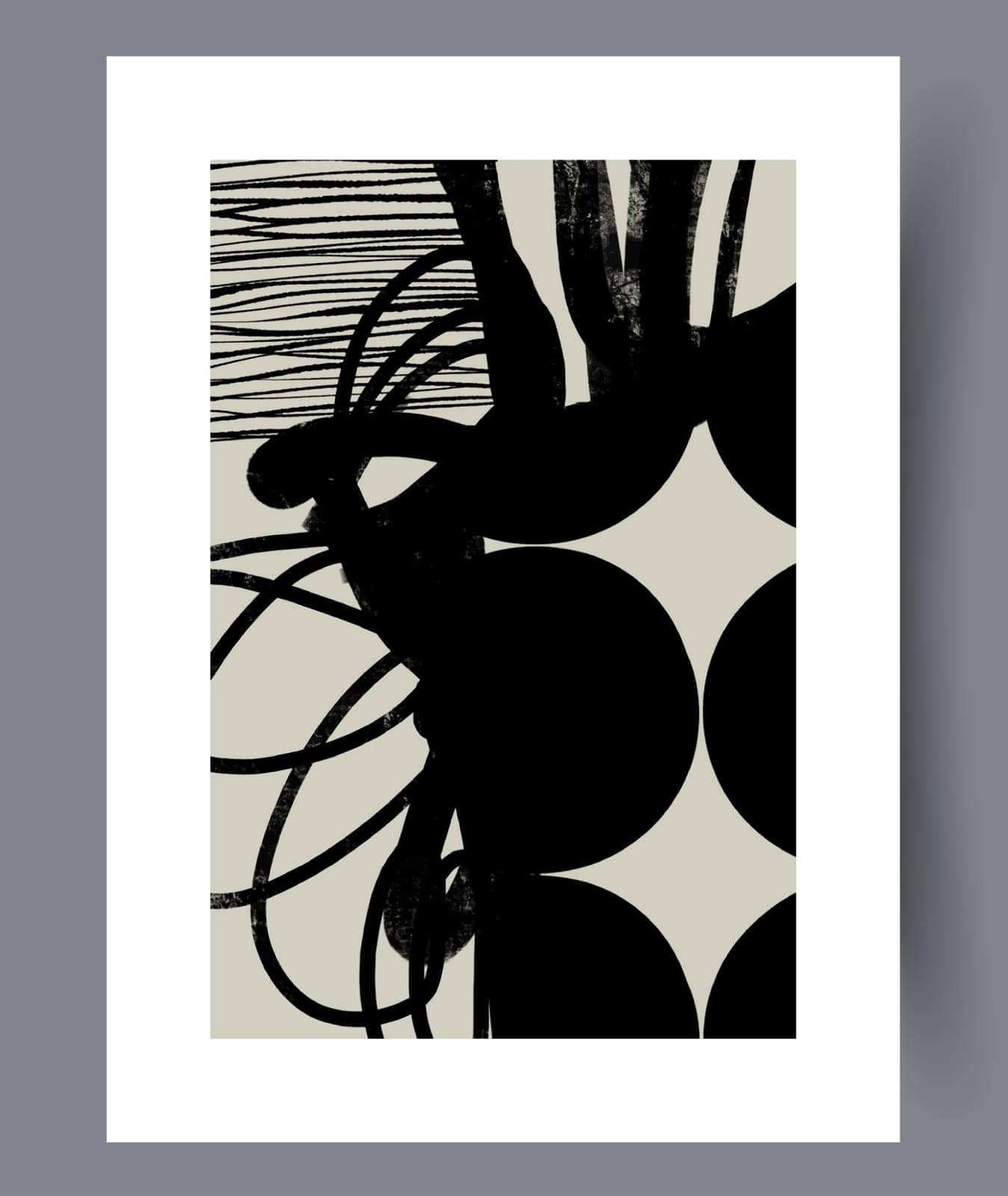 Abstract spots gloomy imagination wall art print. Contemporary decorative background with imagination. Wall artwork for interior design. Printable minimal abstract spots poster.