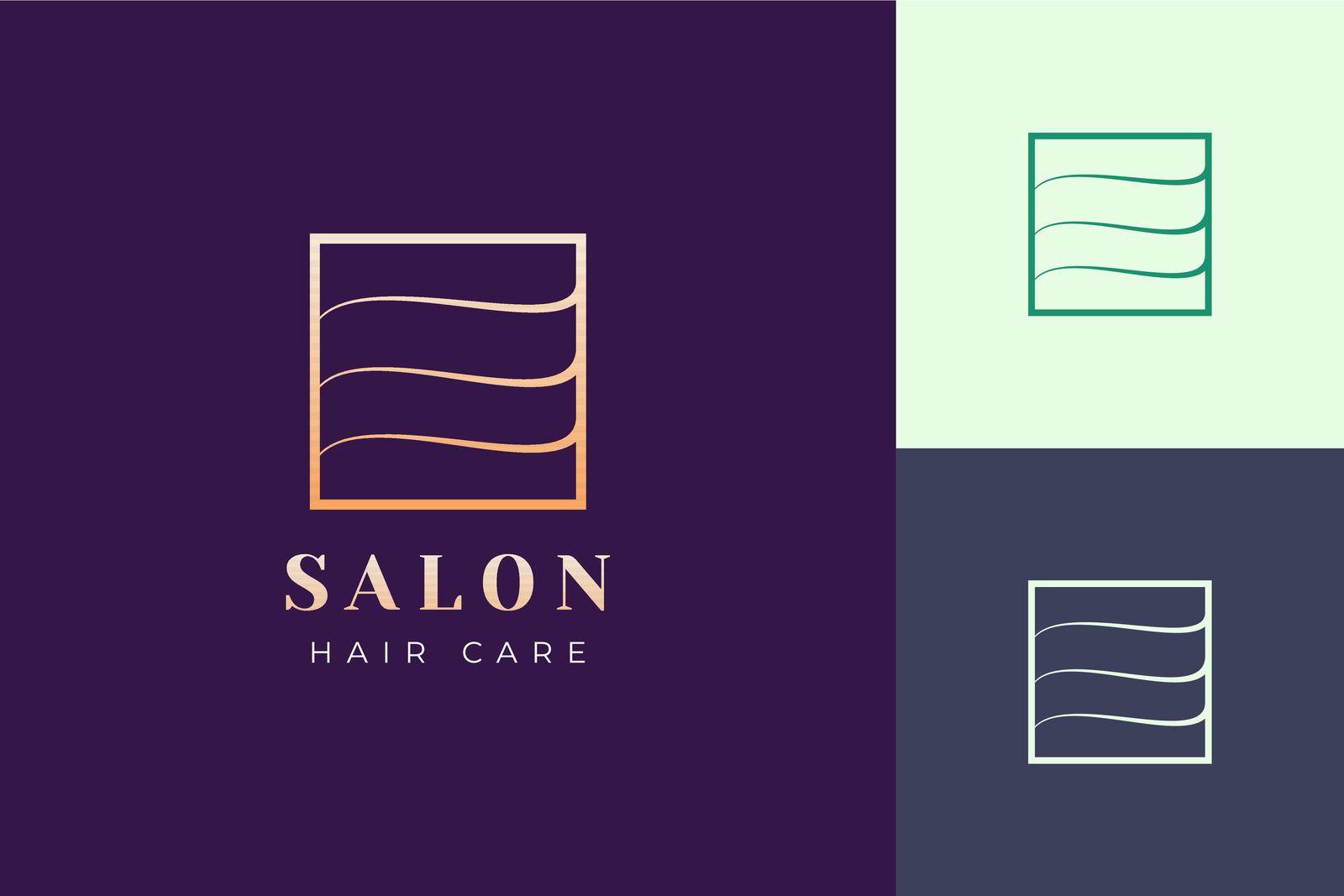 Salon logo template with simple and luxury hair shape by murnifine