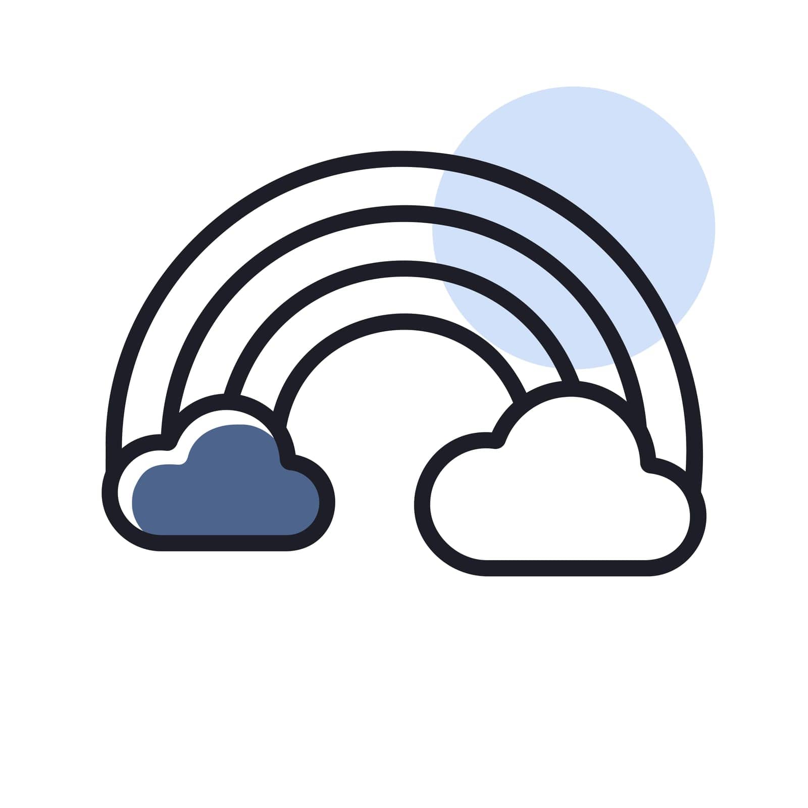 Rainbow and cloud vector icon. Meteorology sign. Graph symbol for travel, tourism and weather web site and apps design, logo, app, UI