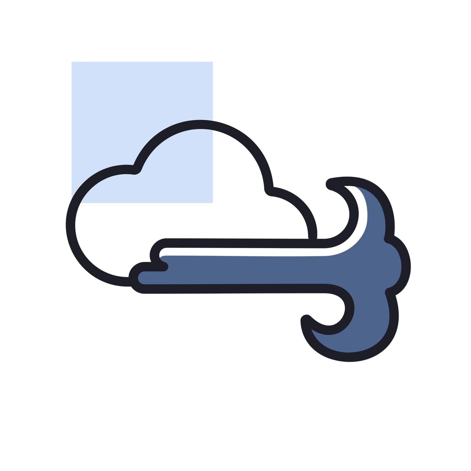 Cloudy and wind vector icon. Weather sign by nosik
