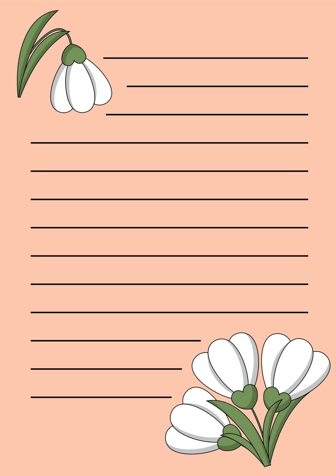 Planner Cheek list with flower snowdrop on pink background by AnastasiaPen