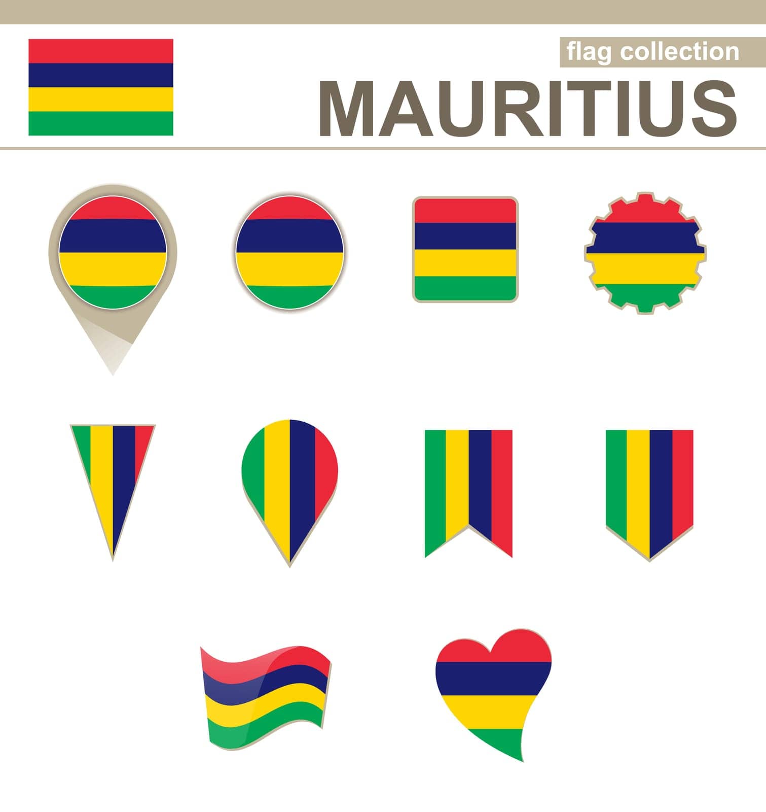 Mauritius Flag Collection, 12 versions